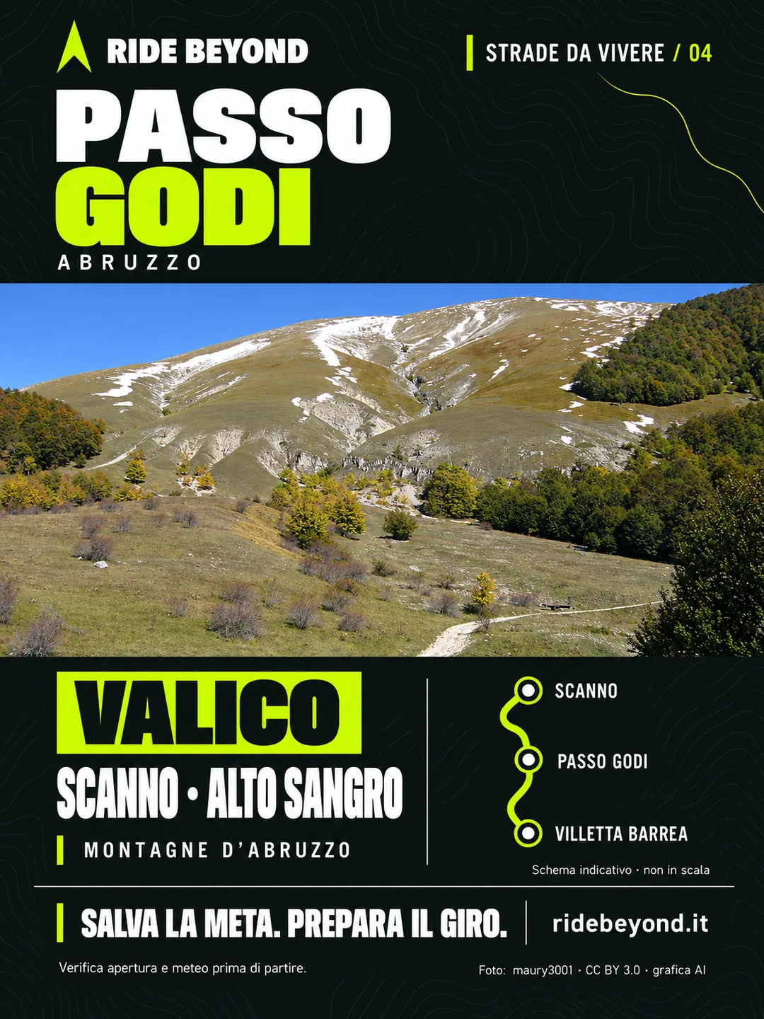 Grafica RIDE BEYOND · Passo Godi, Abruzzo