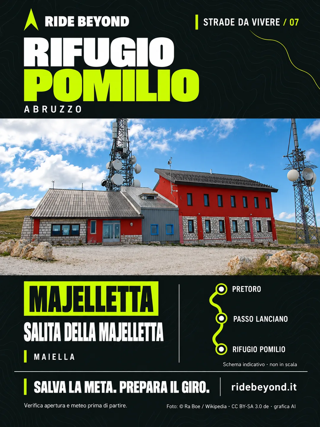 Grafica RIDE BEYOND · Rifugio Pomilio, Abruzzo