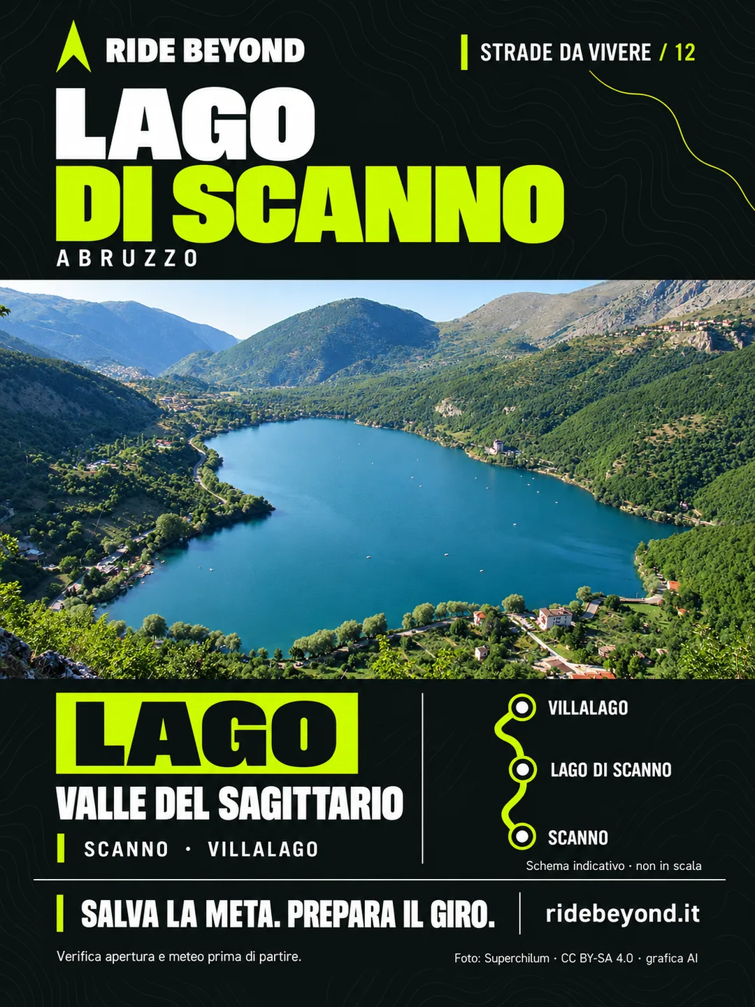 Grafica RIDE BEYOND · Lago di Scanno, Abruzzo