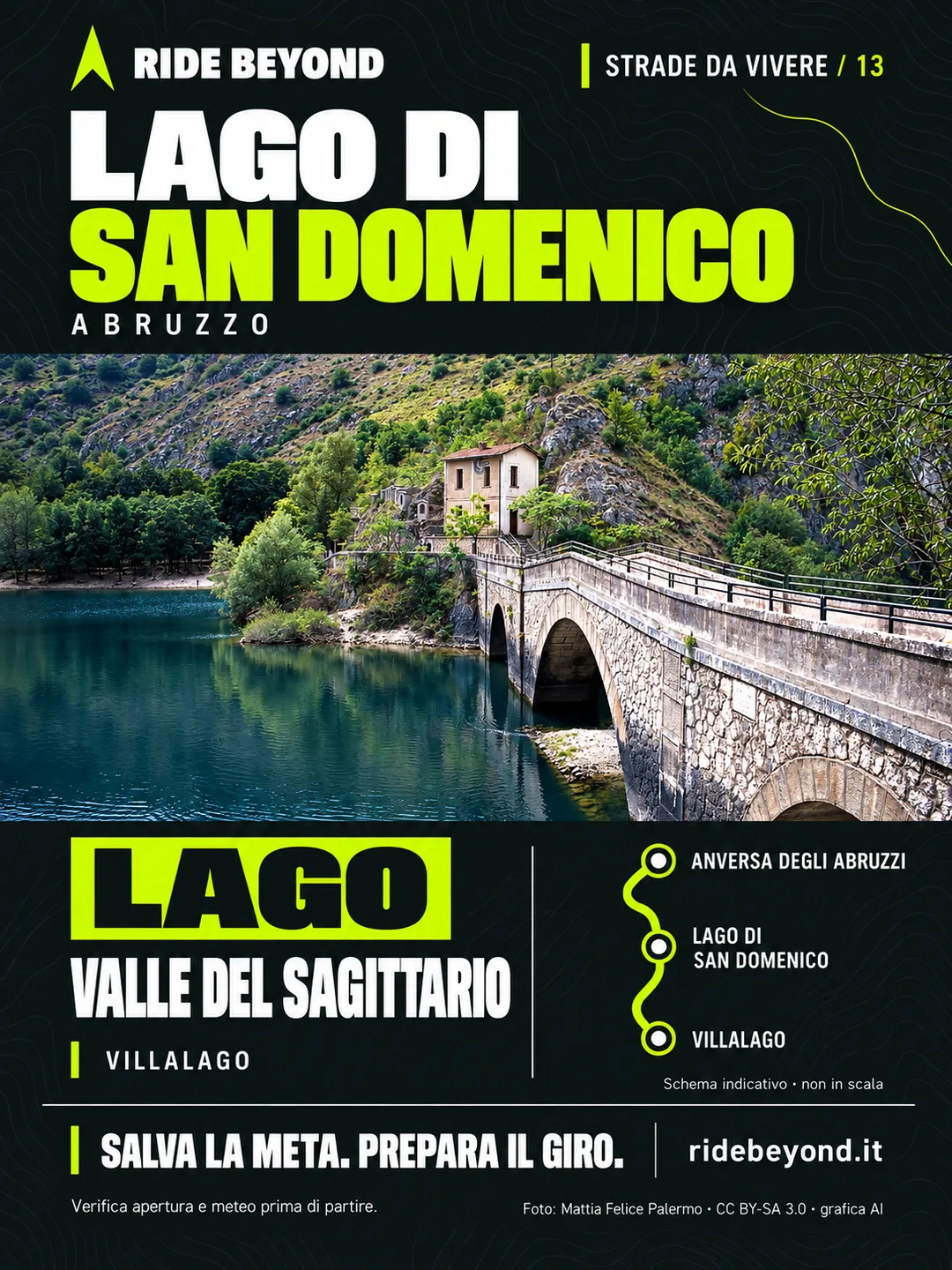 Grafica RIDE BEYOND · Lago di San Domenico, Abruzzo