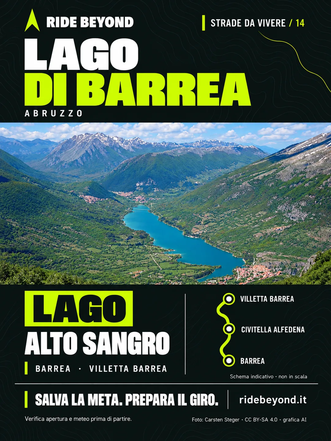 Grafica RIDE BEYOND · Lago di Barrea, Abruzzo