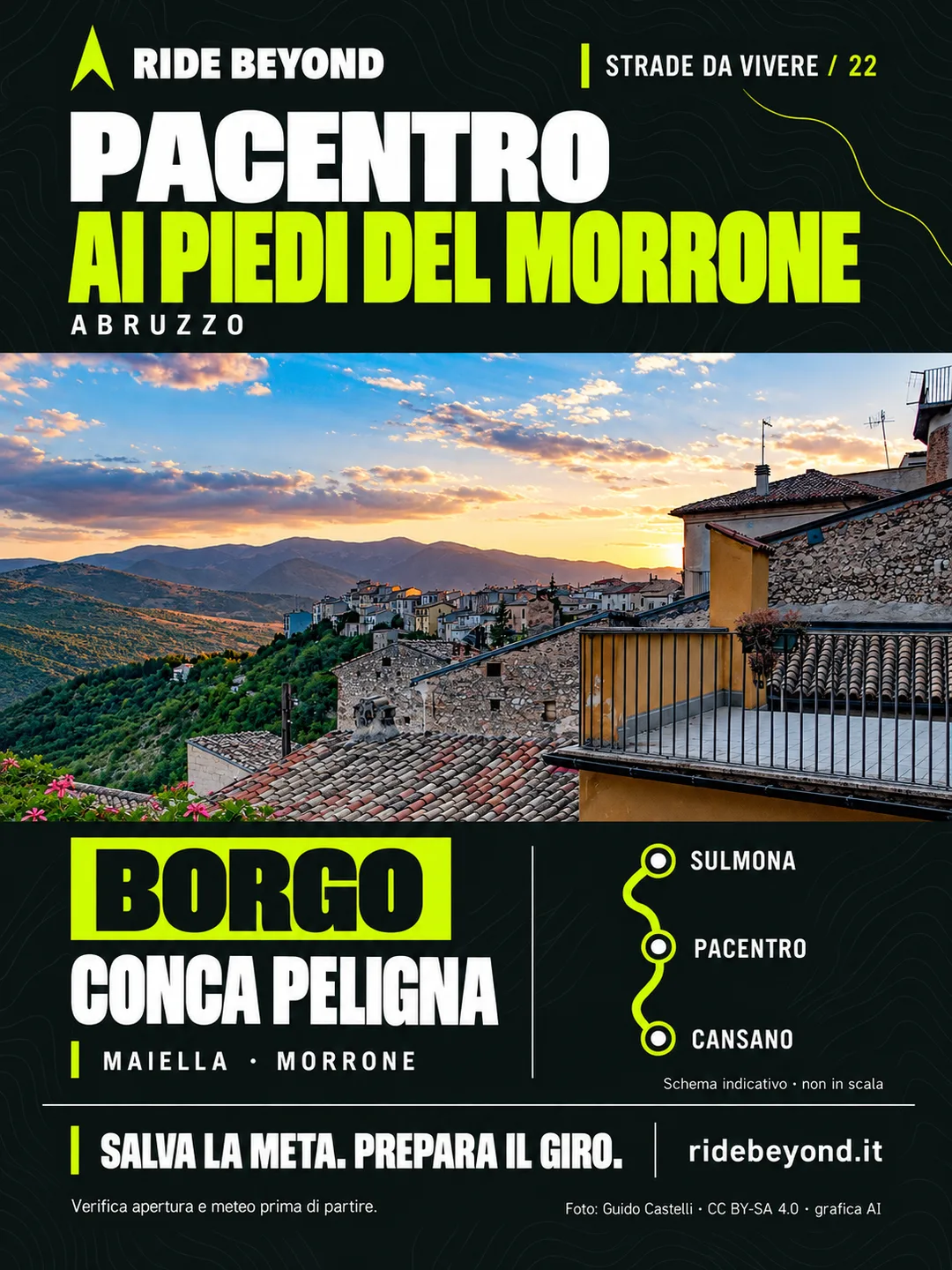 Grafica RIDE BEYOND · Pacentro, Abruzzo