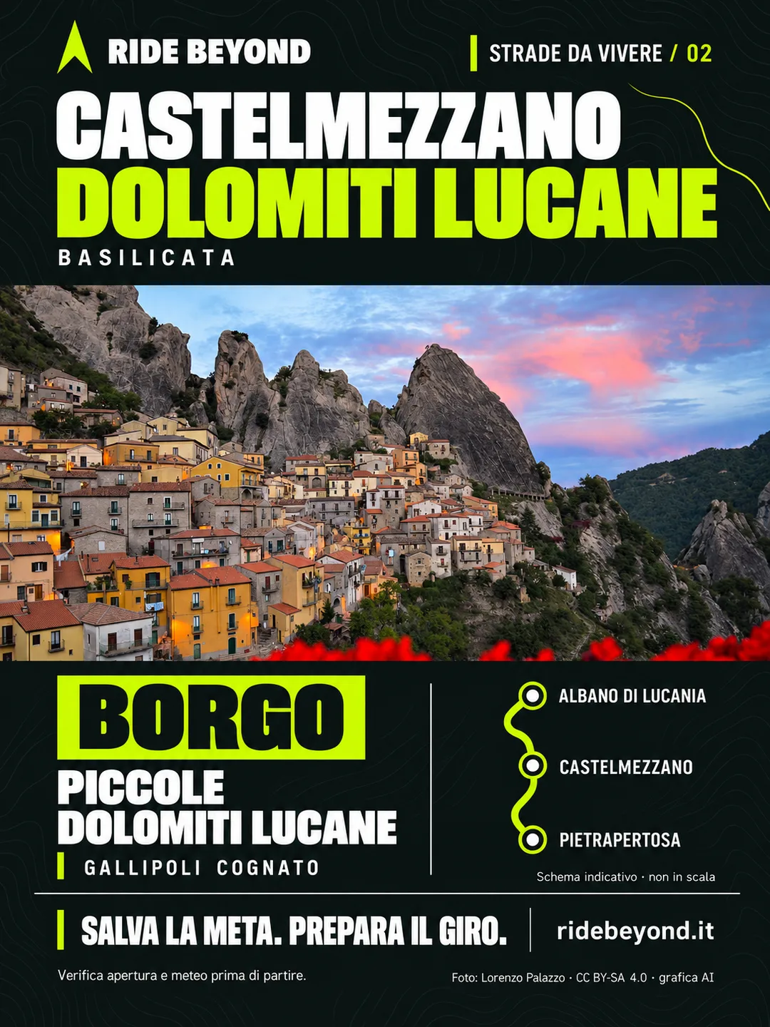 Grafica RIDE BEYOND · Castelmezzano, Basilicata