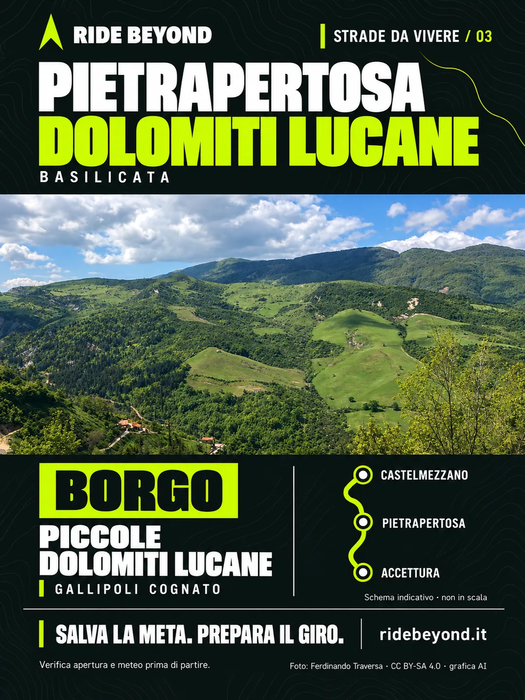 Grafica RIDE BEYOND · Pietrapertosa, Basilicata