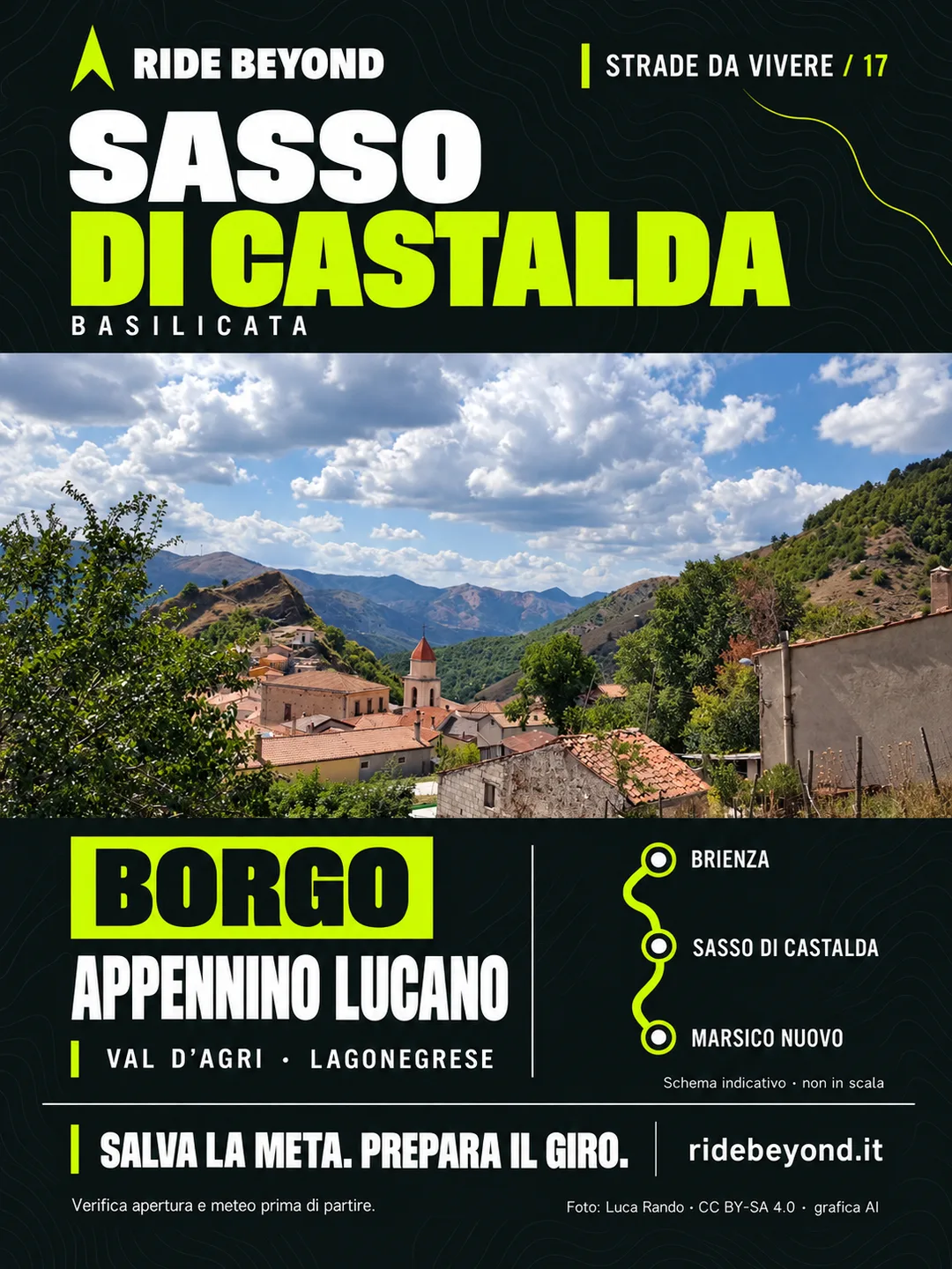 Grafica RIDE BEYOND · Sasso di Castalda, Basilicata