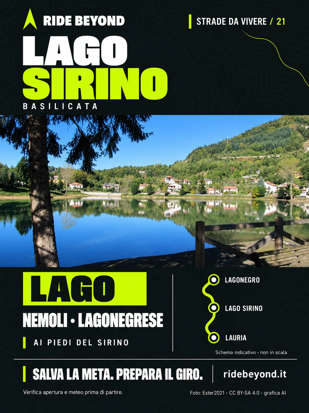 Grafica RIDE BEYOND · Lago Sirino, Basilicata