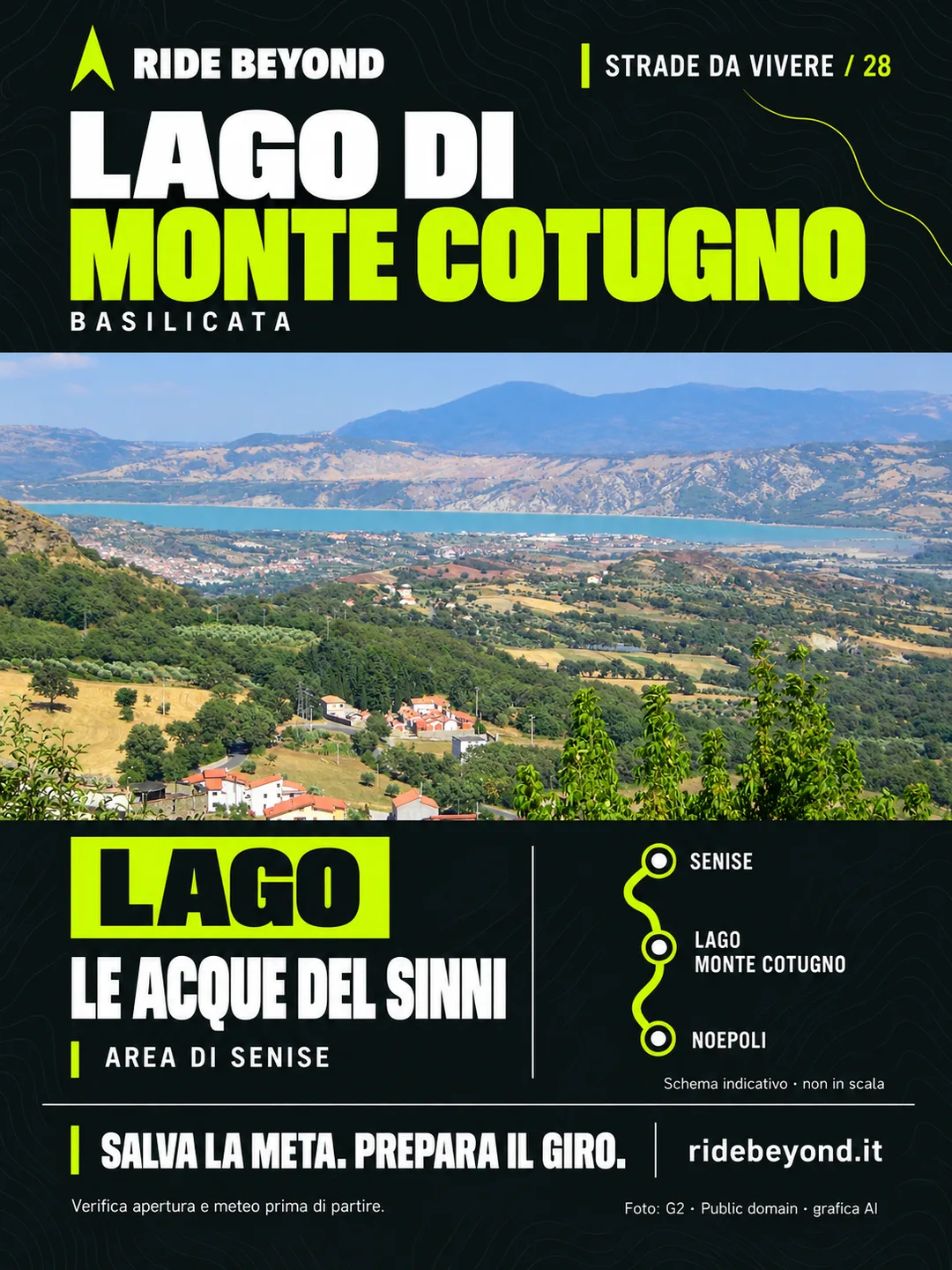 Grafica RIDE BEYOND · Lago di Monte Cotugno, Basilicata