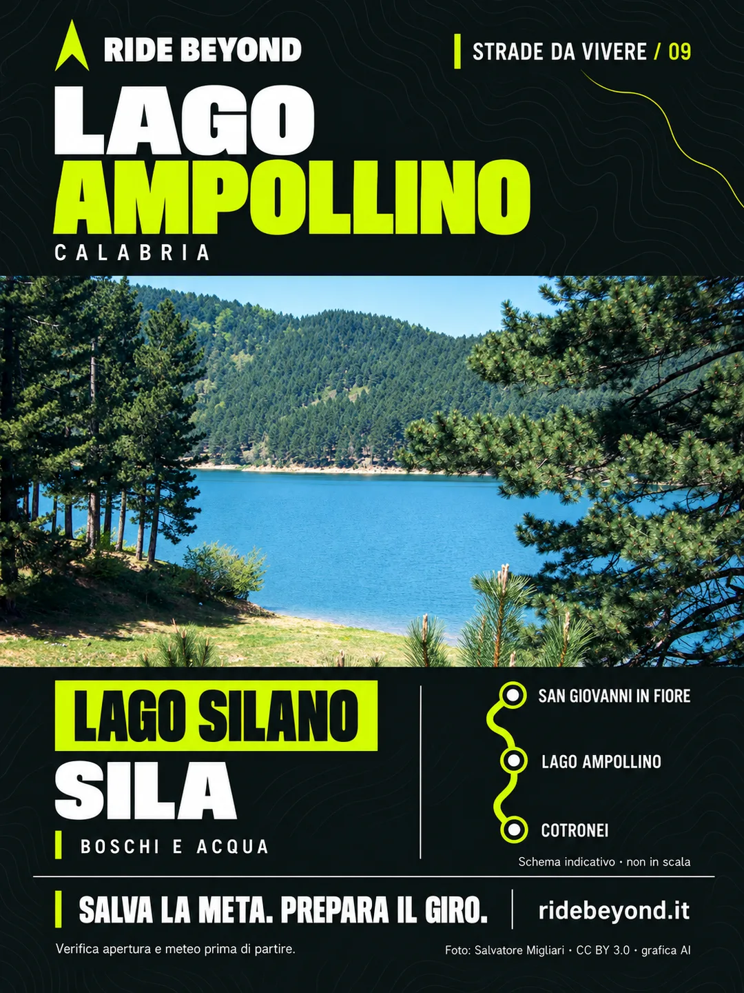 Grafica RIDE BEYOND · Lago Ampollino, Calabria