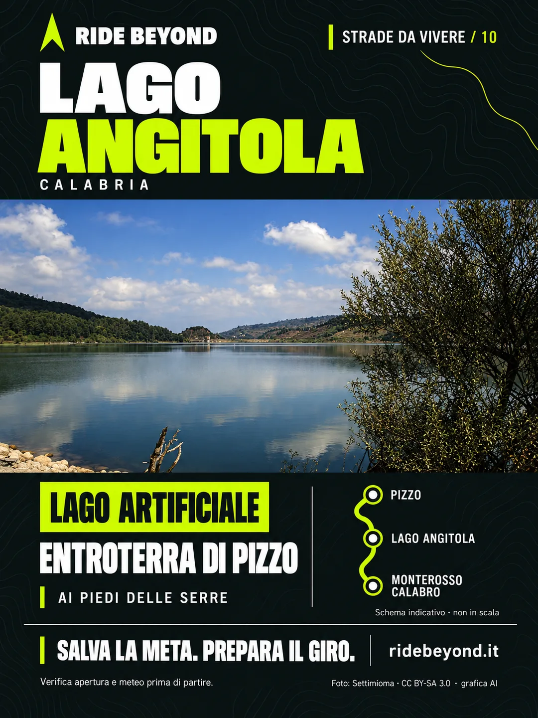 Grafica RIDE BEYOND · Lago Angitola, Calabria
