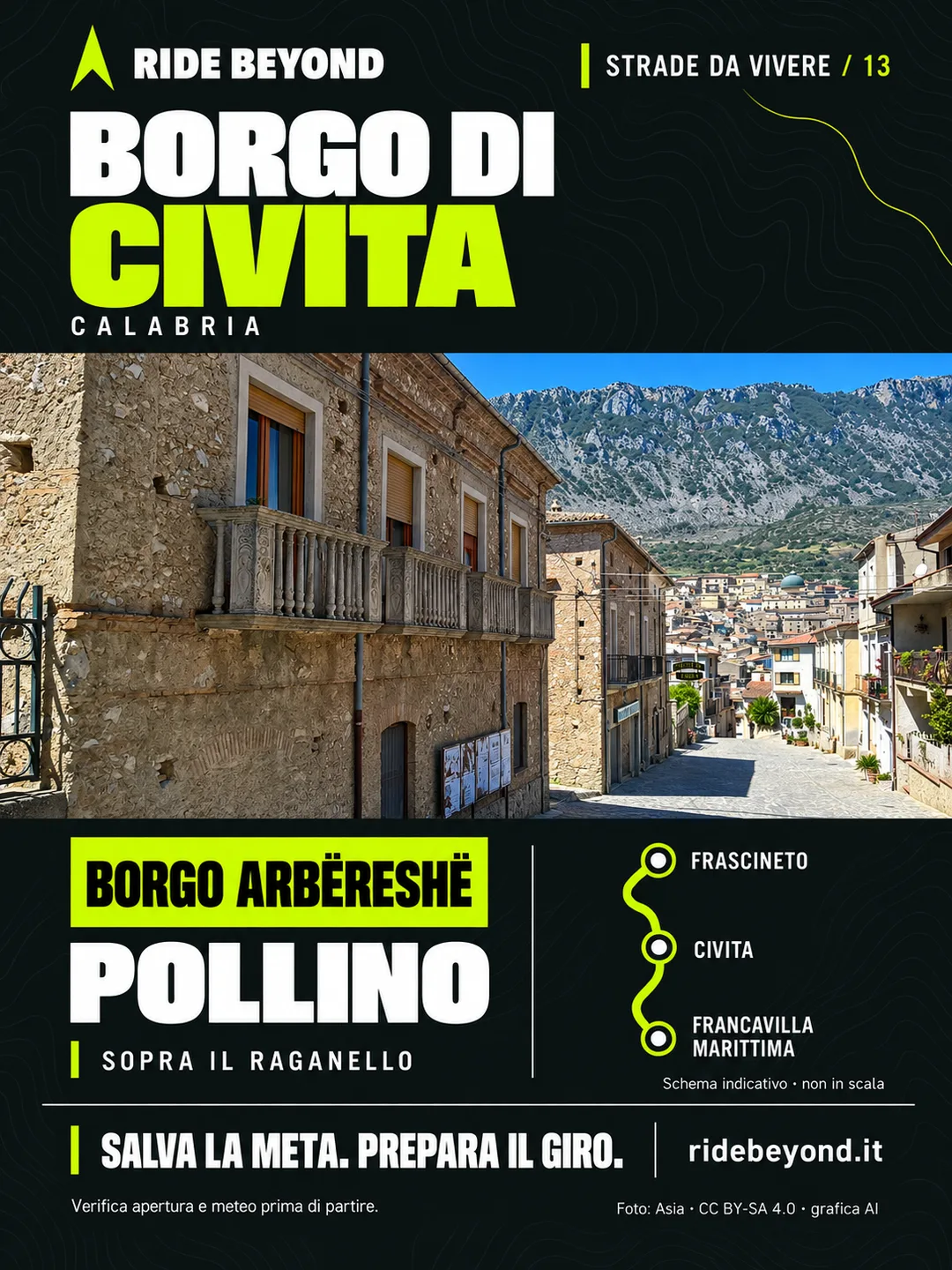 Grafica RIDE BEYOND · Civita, Calabria