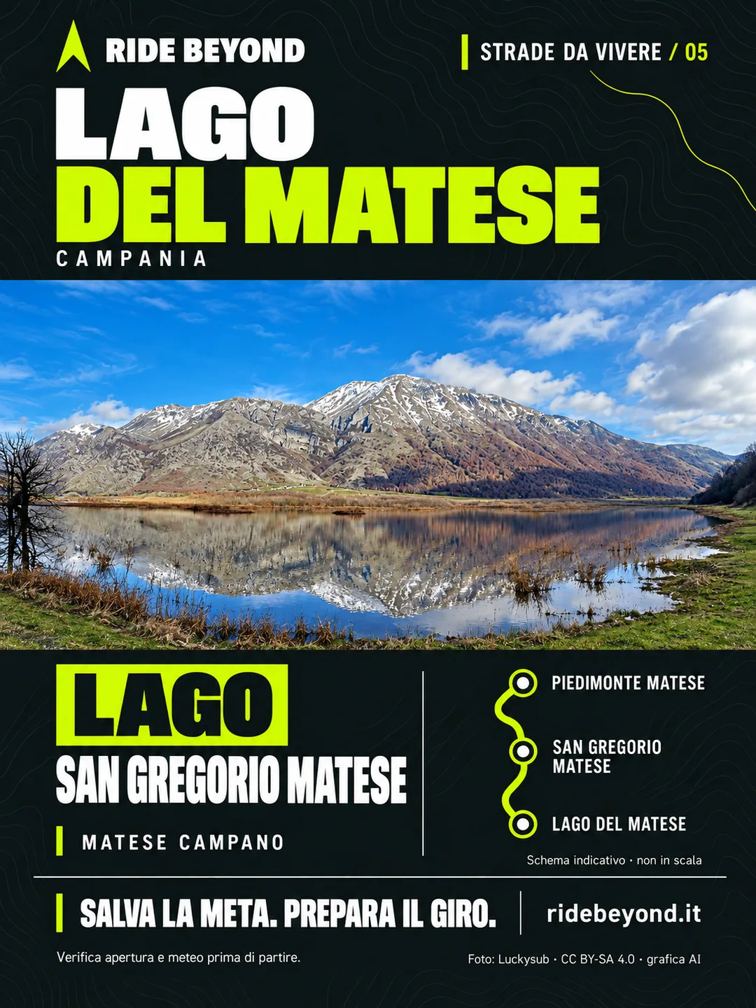 Grafica RIDE BEYOND · Lago del Matese, Campania