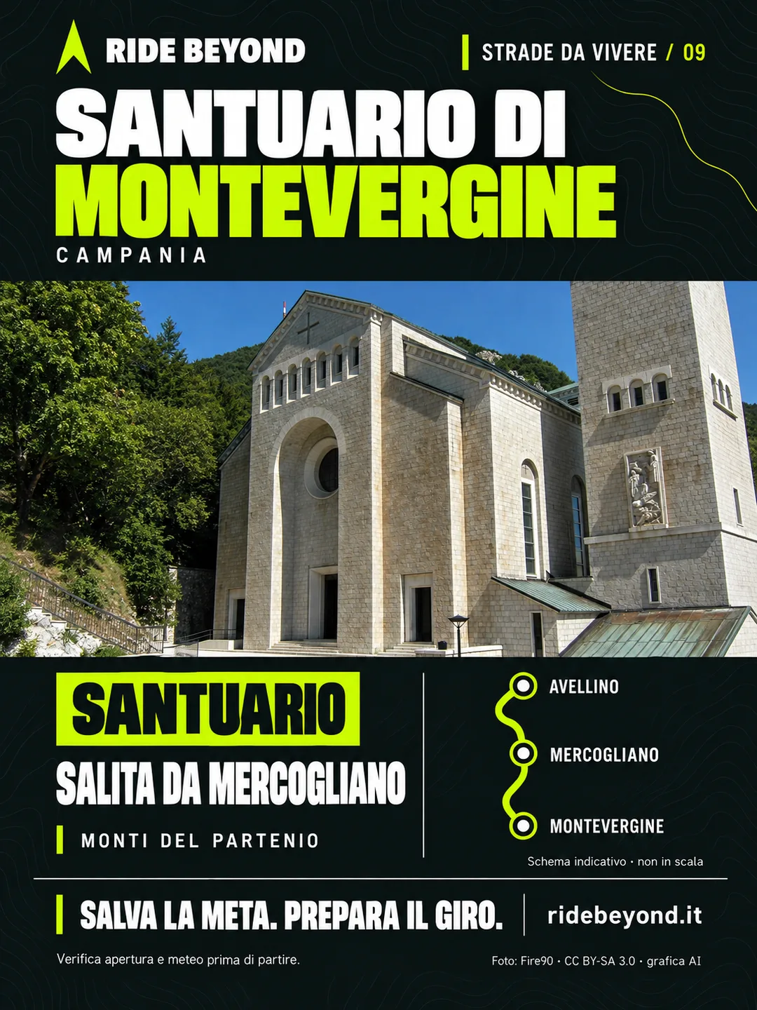 Grafica RIDE BEYOND · Santuario di Montevergine, Campania
