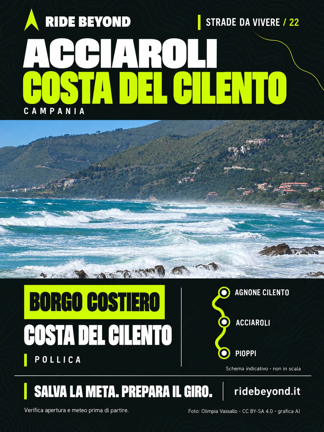 Grafica RIDE BEYOND · Acciaroli, Campania
