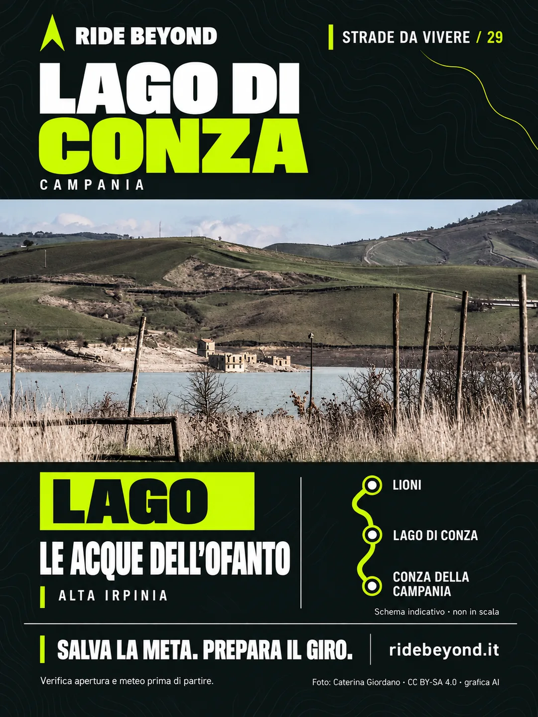 Grafica RIDE BEYOND · Lago di Conza, Campania