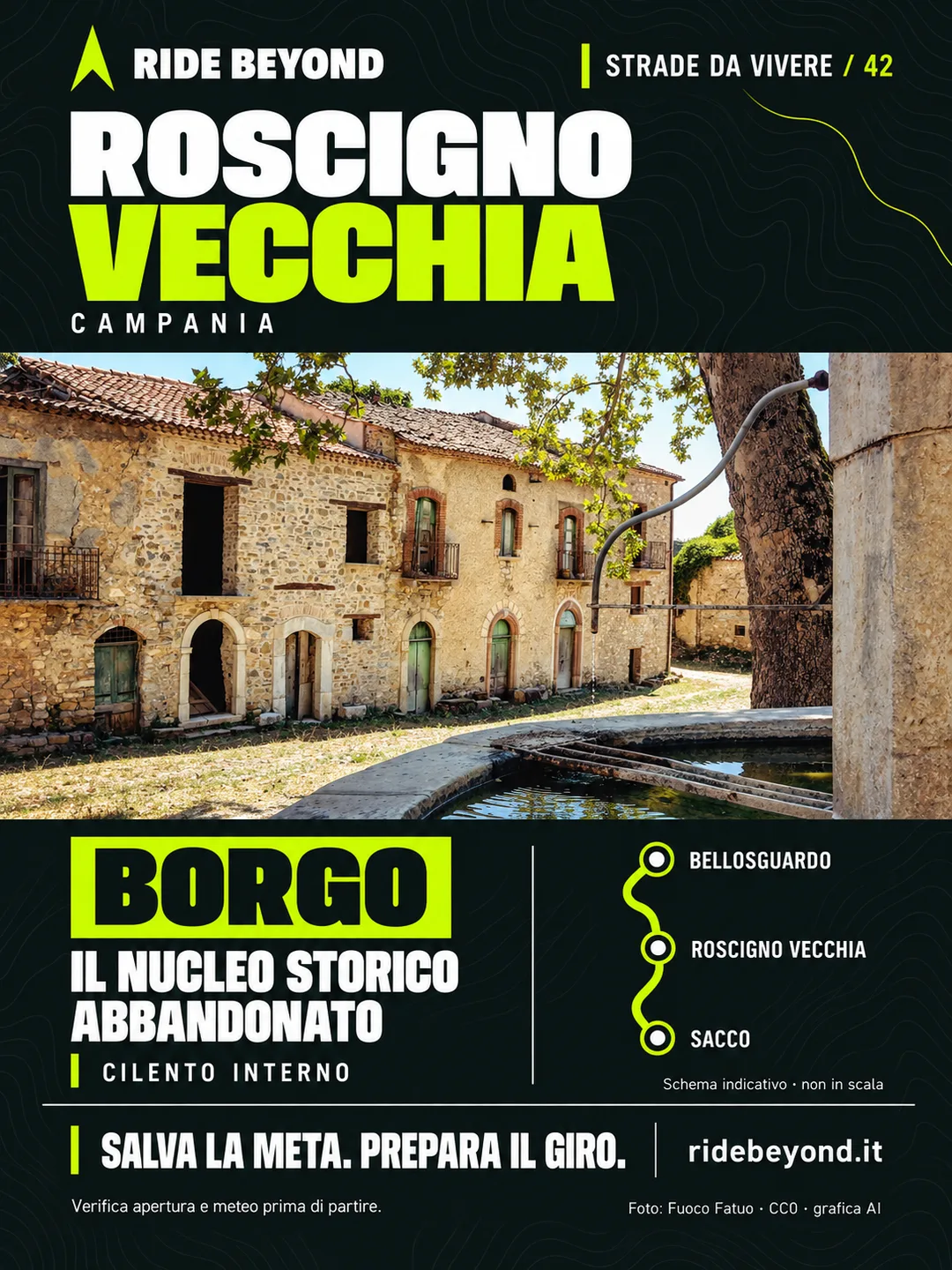 Grafica RIDE BEYOND · Roscigno Vecchia, Campania