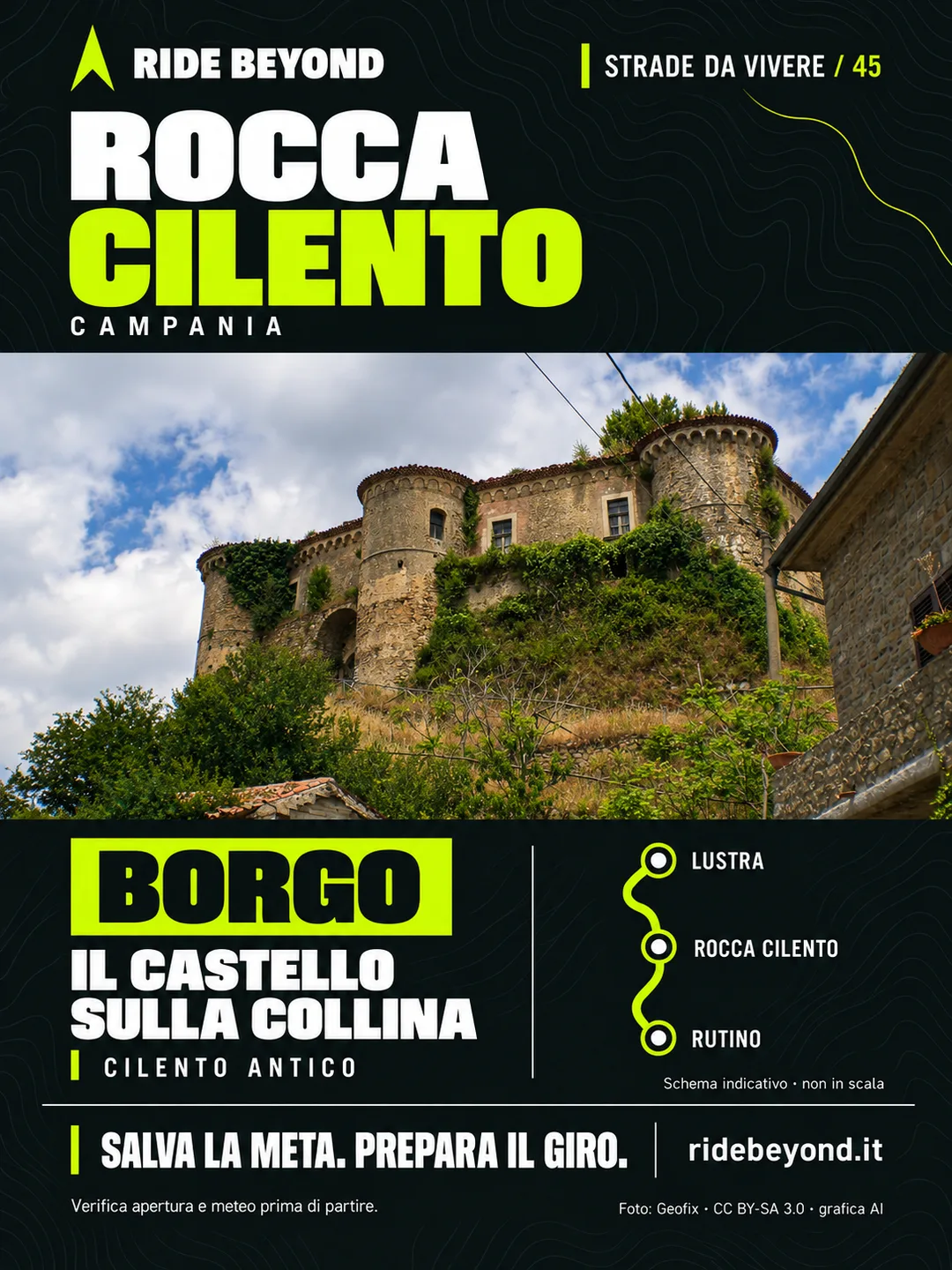 Grafica RIDE BEYOND · Rocca Cilento, Campania
