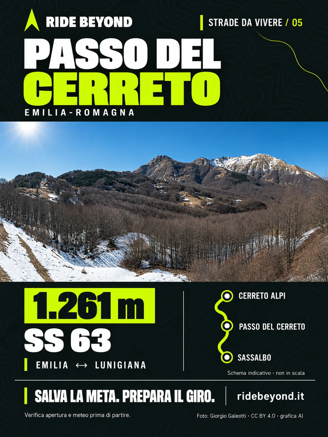 Grafica RIDE BEYOND · Passo del Cerreto, Emilia-Romagna