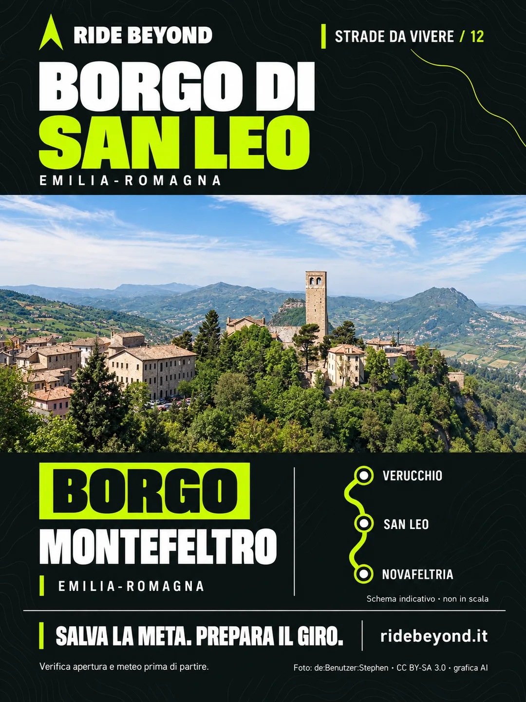 Grafica RIDE BEYOND · San Leo, Emilia-Romagna