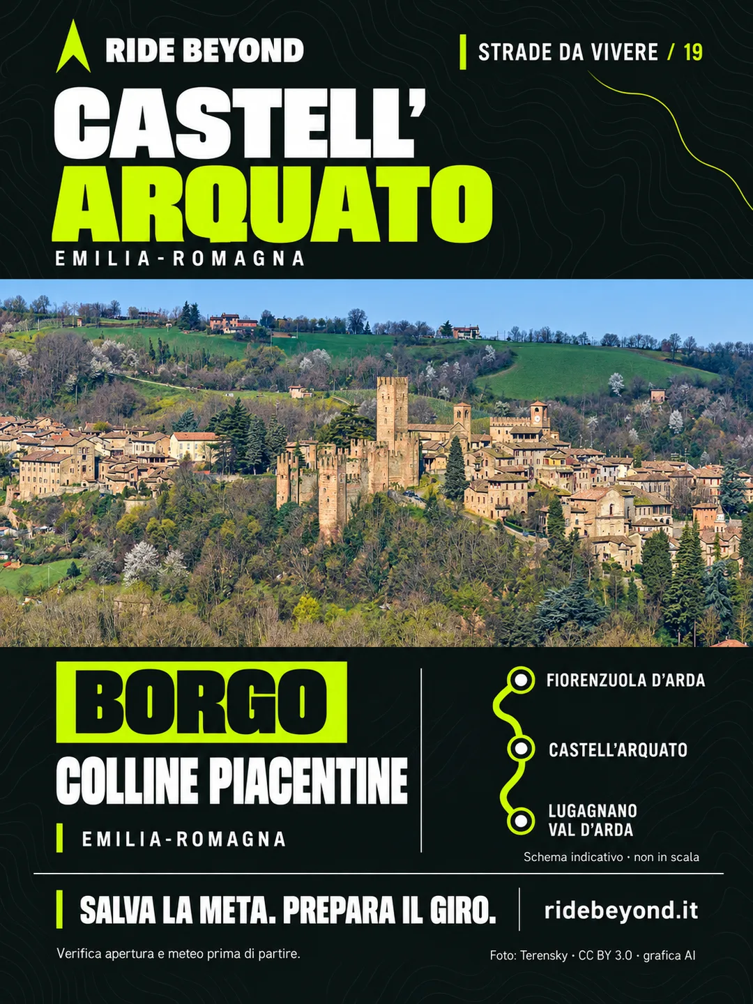 Grafica RIDE BEYOND · Castell’Arquato, Emilia-Romagna