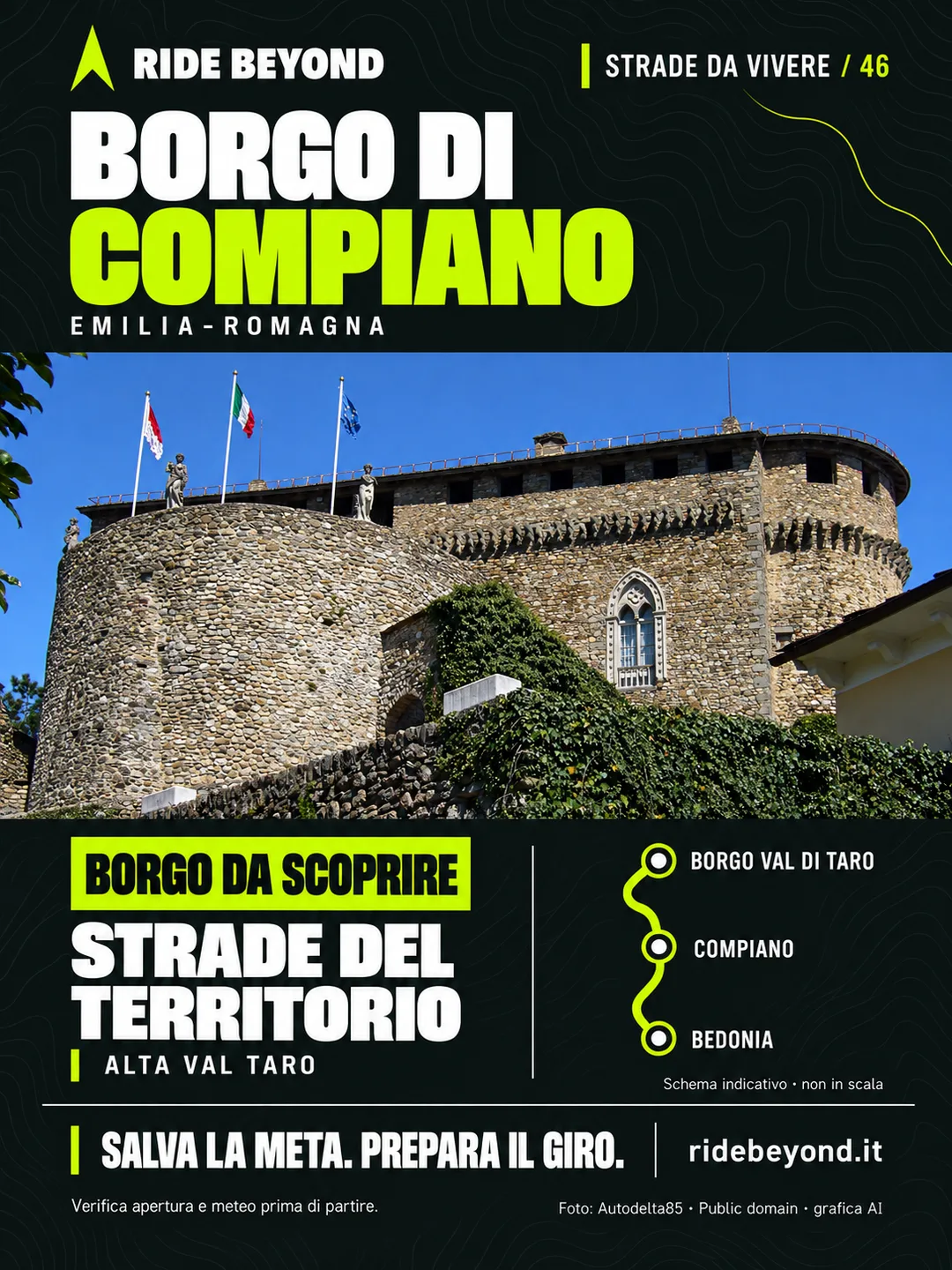 Grafica RIDE BEYOND · Compiano, Emilia-Romagna