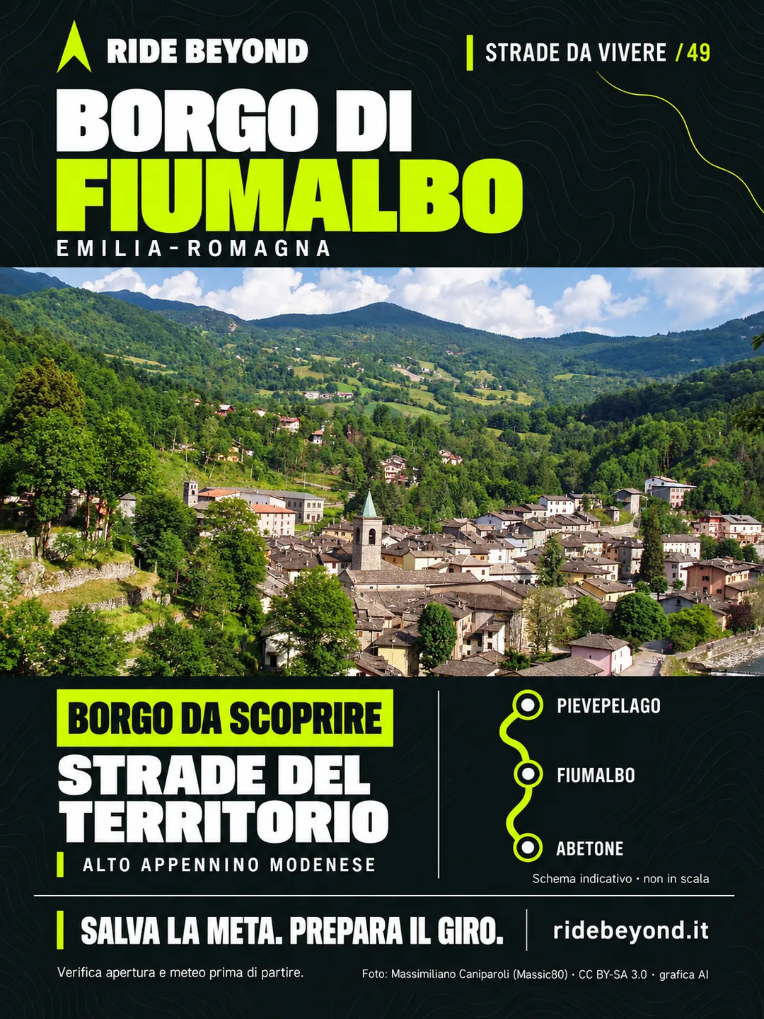 Grafica RIDE BEYOND · Fiumalbo, Emilia-Romagna