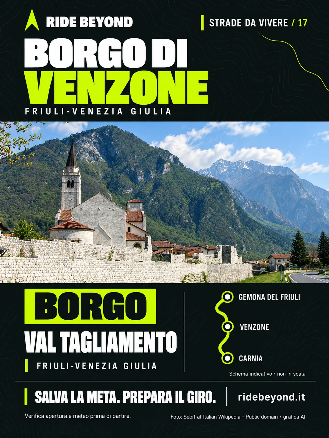 Grafica RIDE BEYOND · Venzone, Friuli-Venezia Giulia