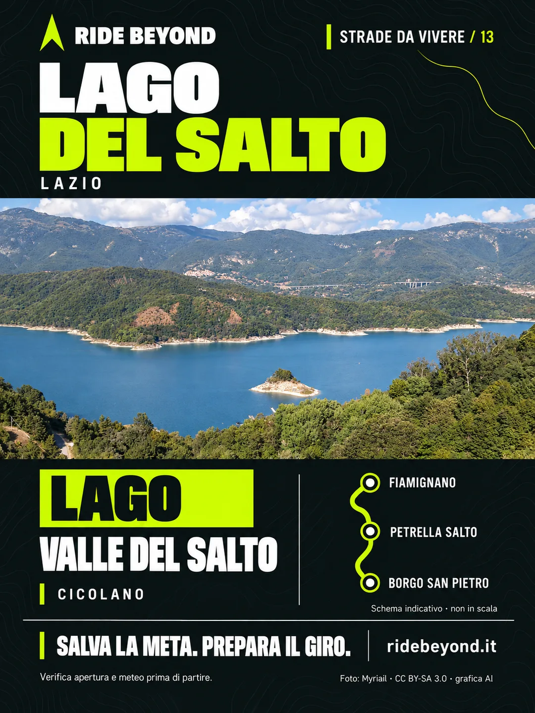 Grafica RIDE BEYOND · Lago del Salto, Lazio