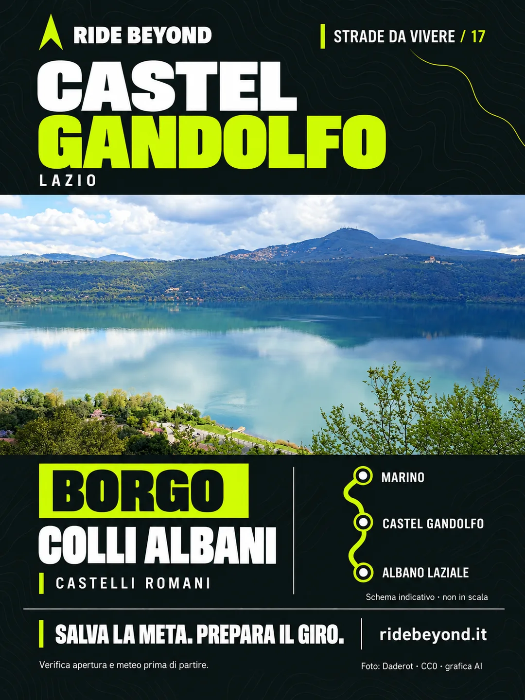 Grafica RIDE BEYOND · Castel Gandolfo, Lazio