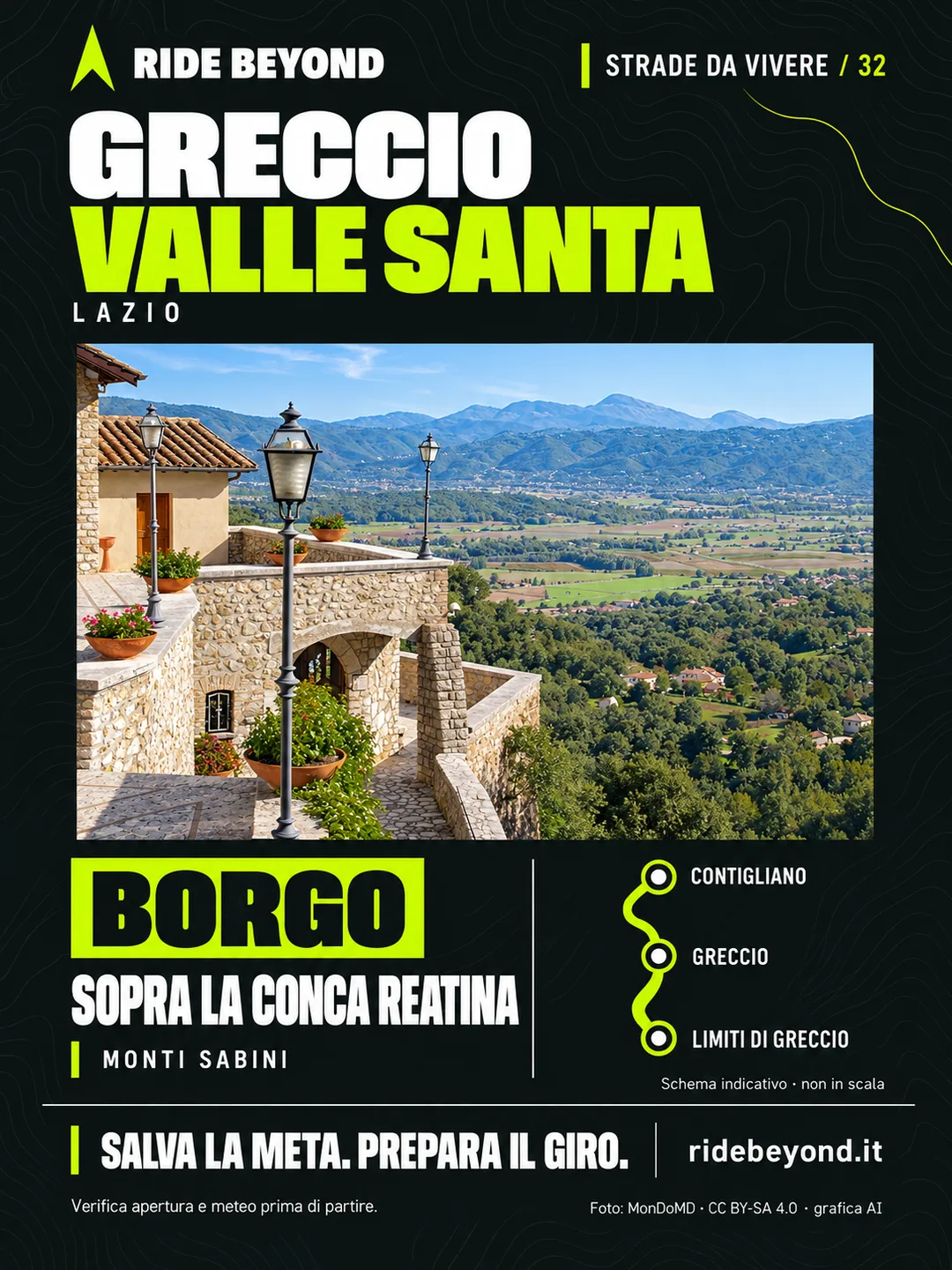 Grafica RIDE BEYOND · Greccio, Lazio