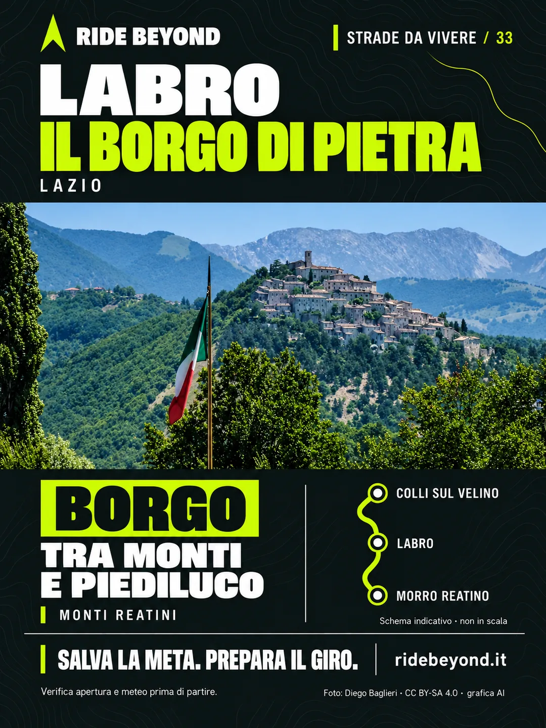 Grafica RIDE BEYOND · Labro, Lazio