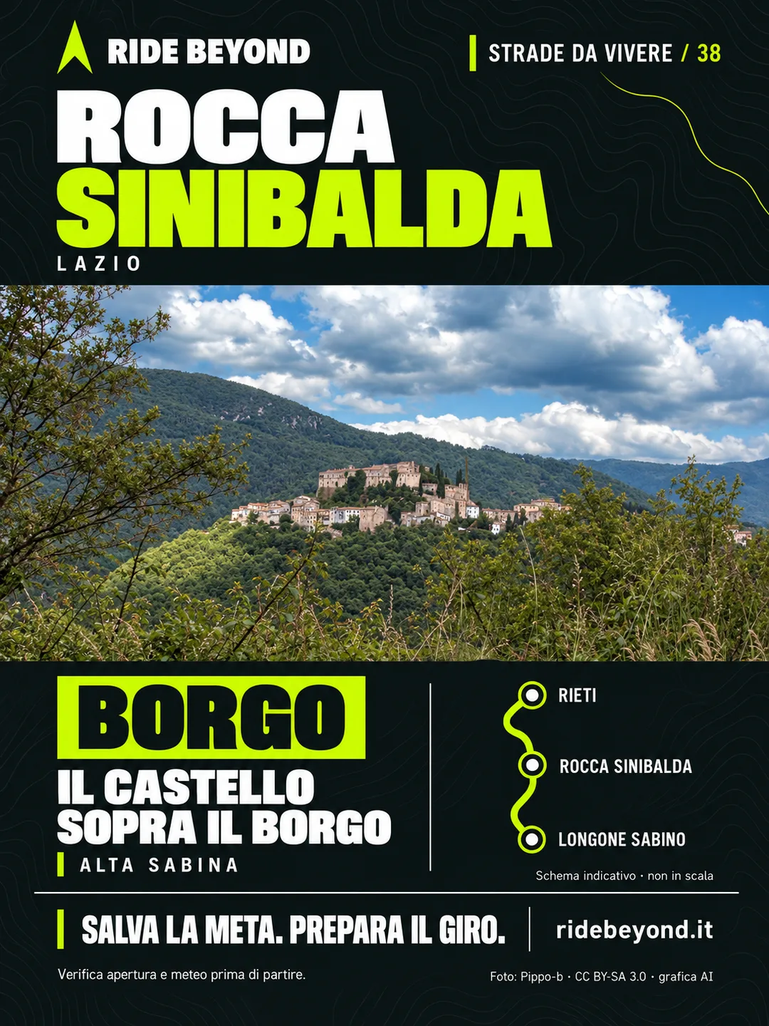 Grafica RIDE BEYOND · Rocca Sinibalda, Lazio