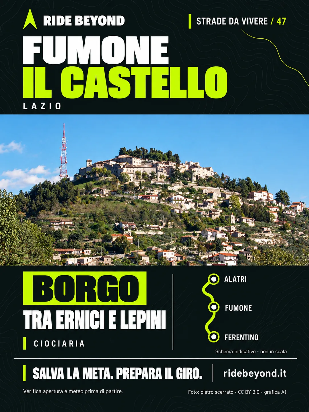 Grafica RIDE BEYOND · Fumone, Lazio
