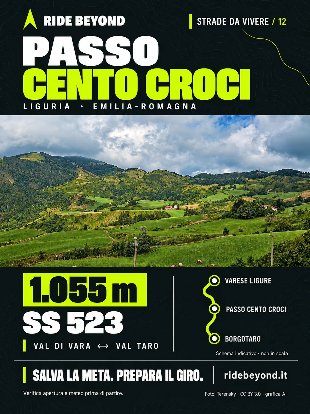 Grafica RIDE BEYOND · Passo Cento Croci, Liguria