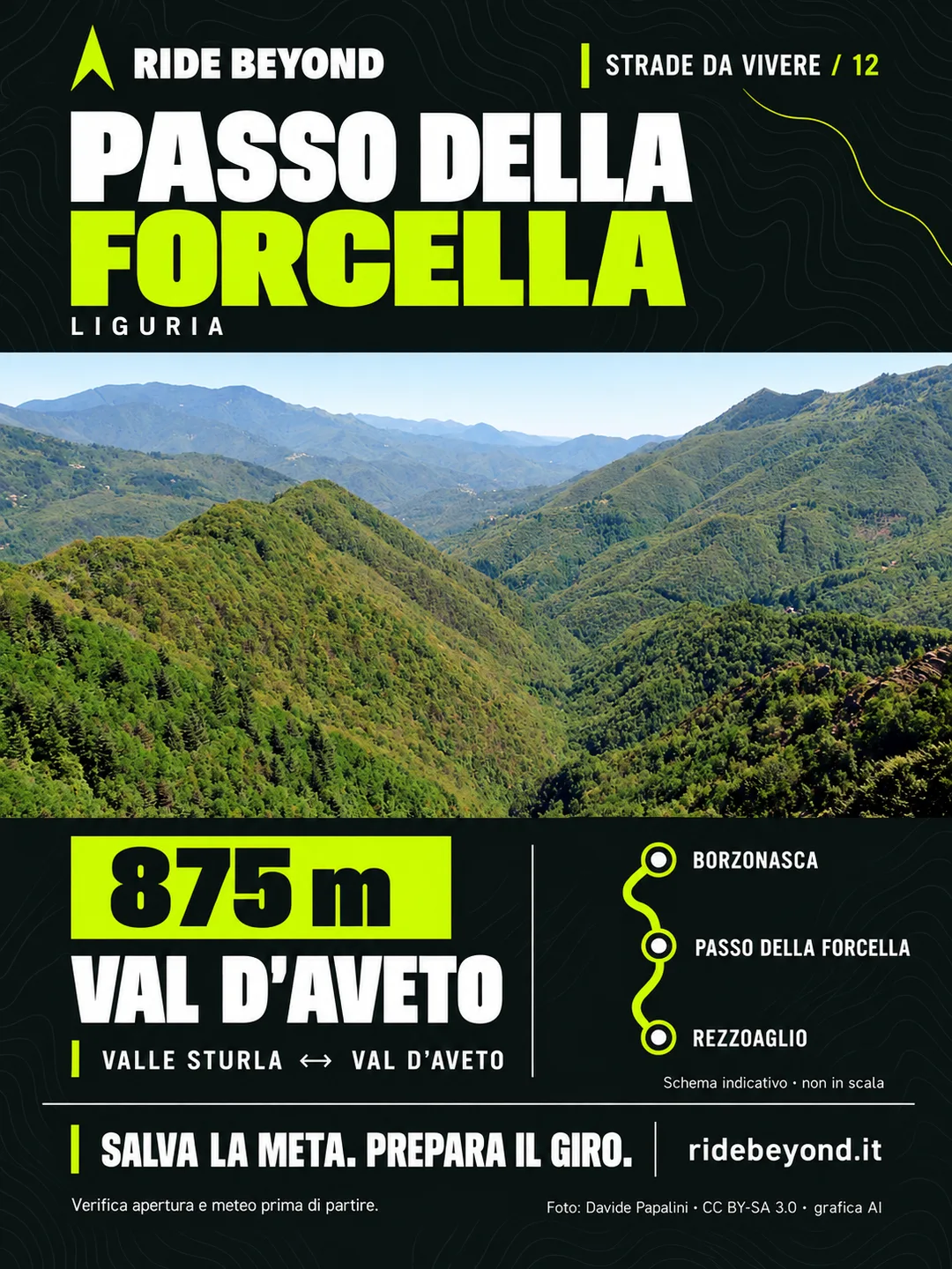 Grafica RIDE BEYOND · Passo della Forcella, Liguria