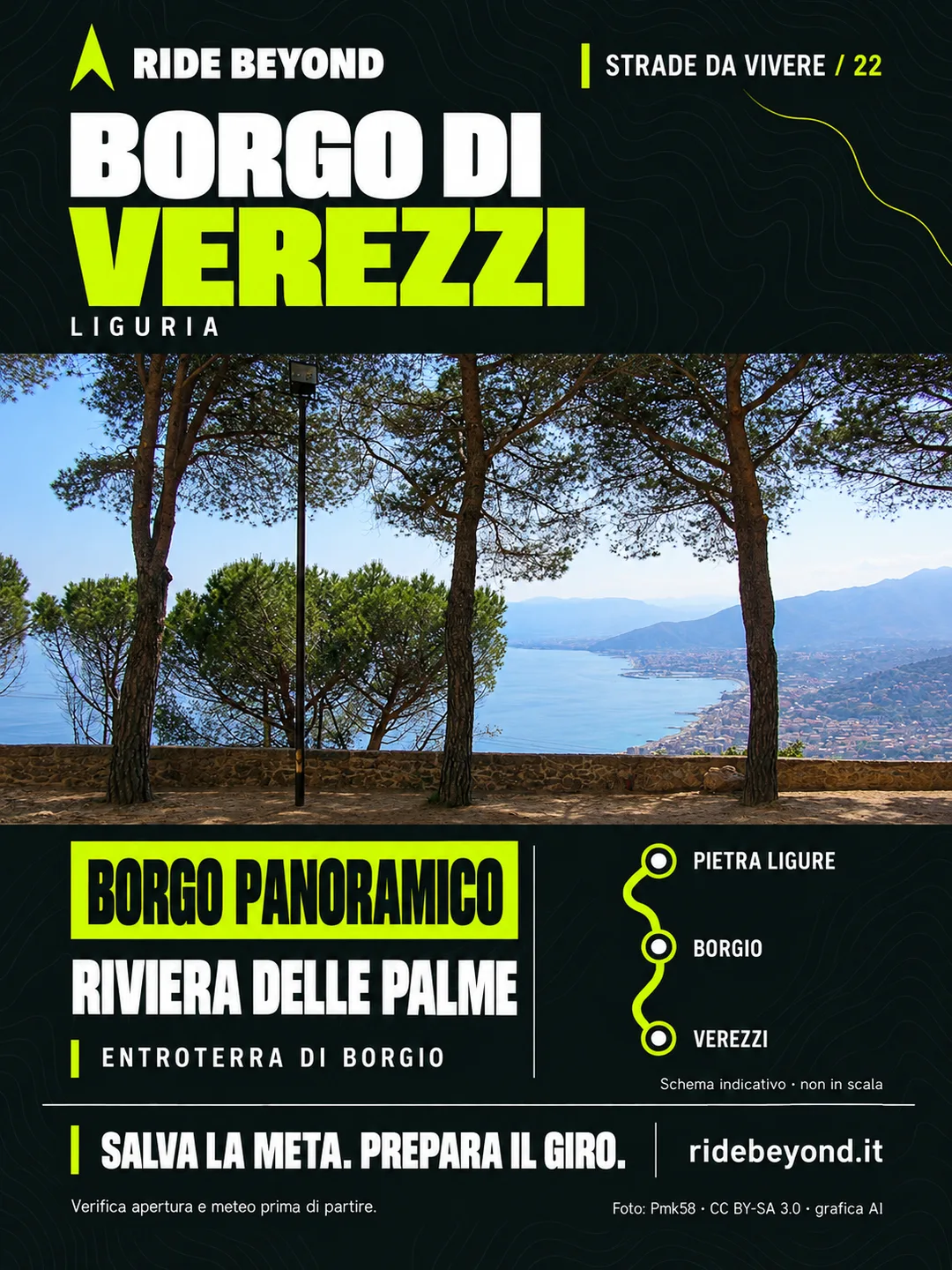 Grafica RIDE BEYOND · Borgo di Verezzi, Liguria