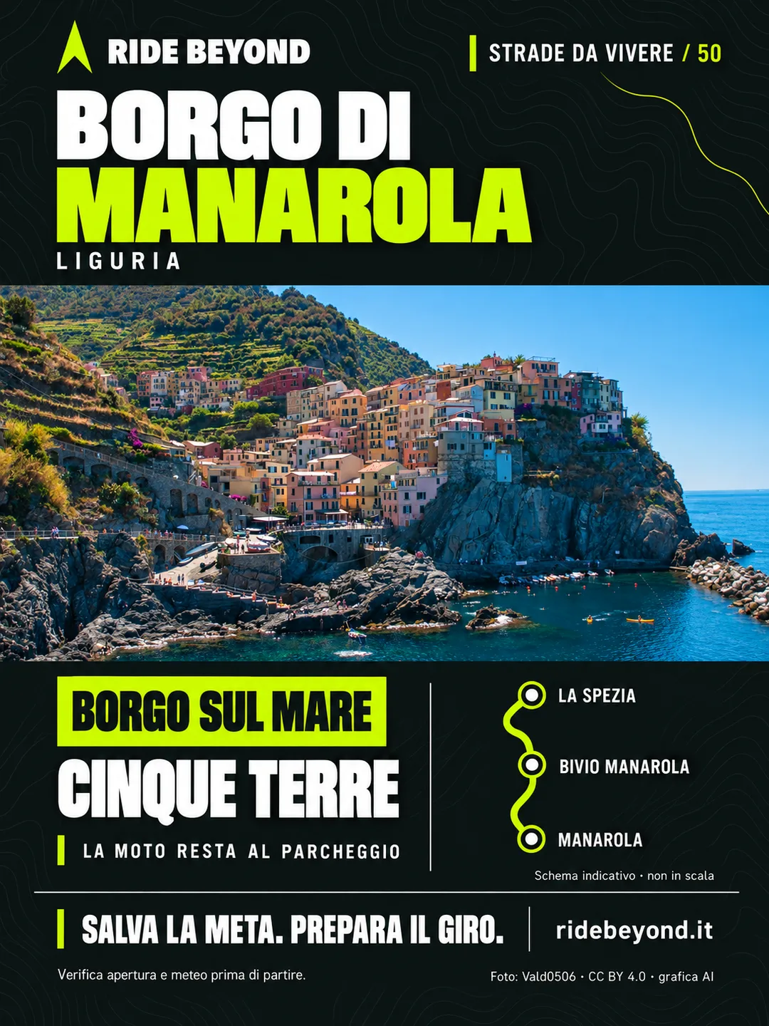 Grafica RIDE BEYOND · Manarola, Liguria