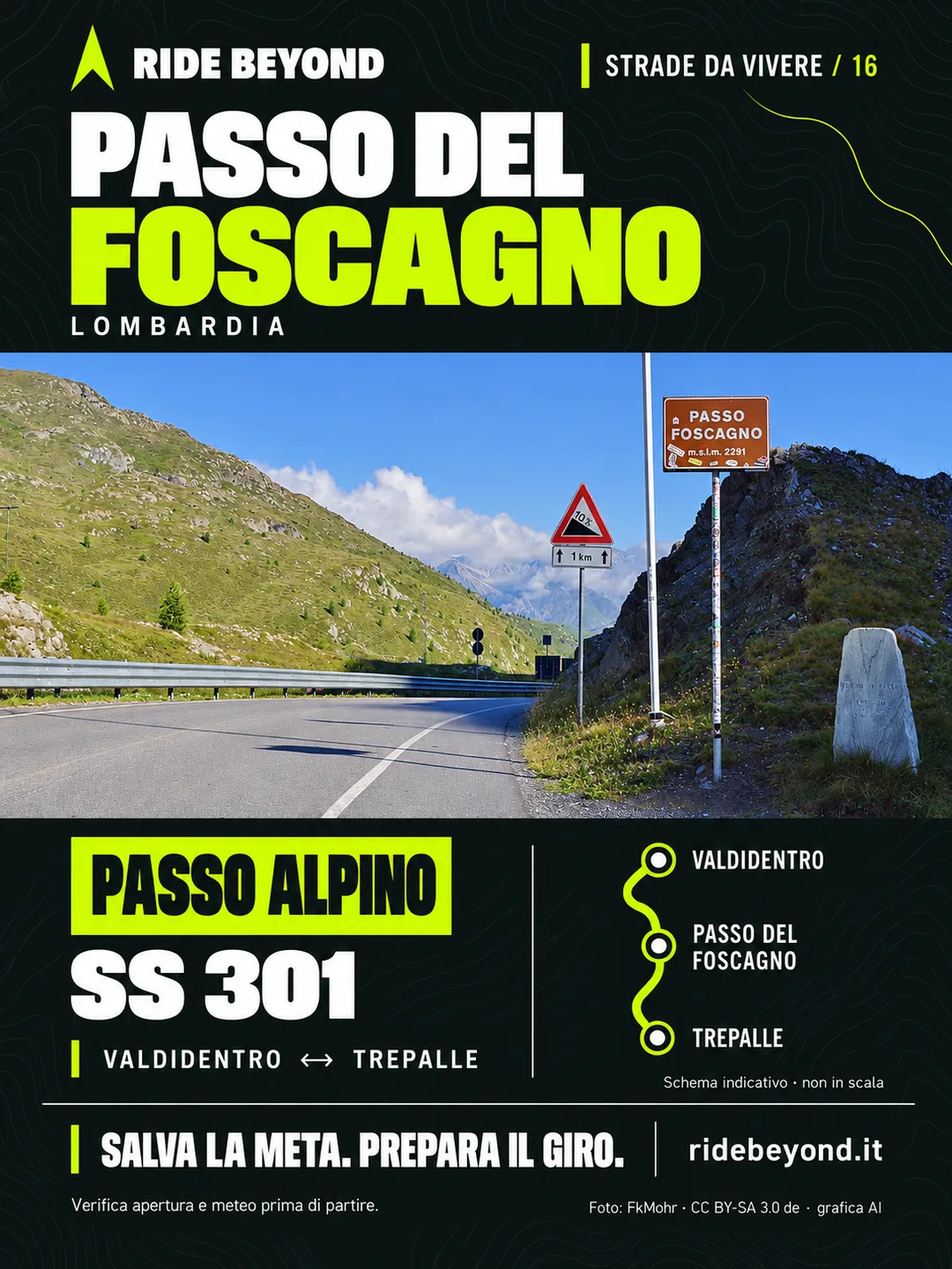 Grafica RIDE BEYOND · Passo del Foscagno, Lombardia