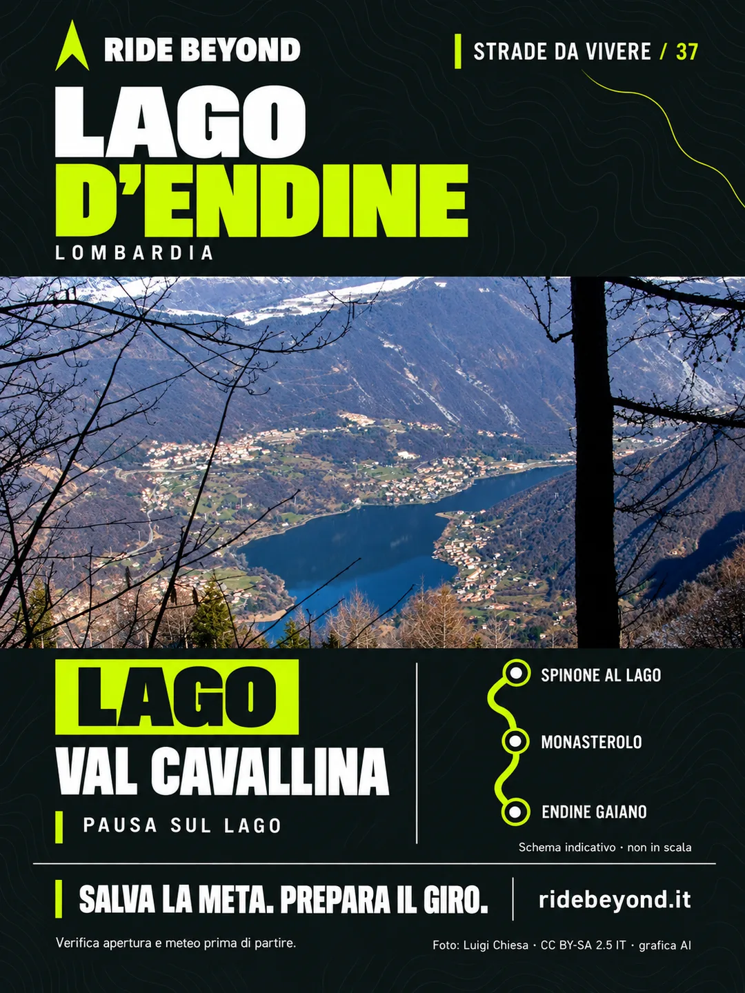 Grafica RIDE BEYOND · Lago d’Endine, Lombardia