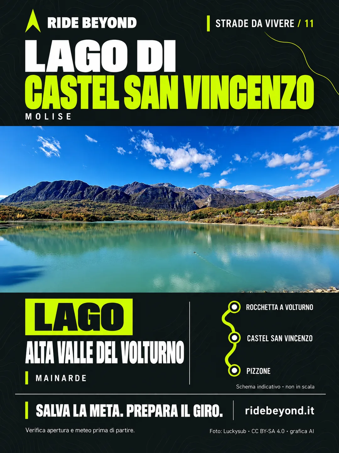 Grafica RIDE BEYOND · Lago di Castel San Vincenzo, Molise