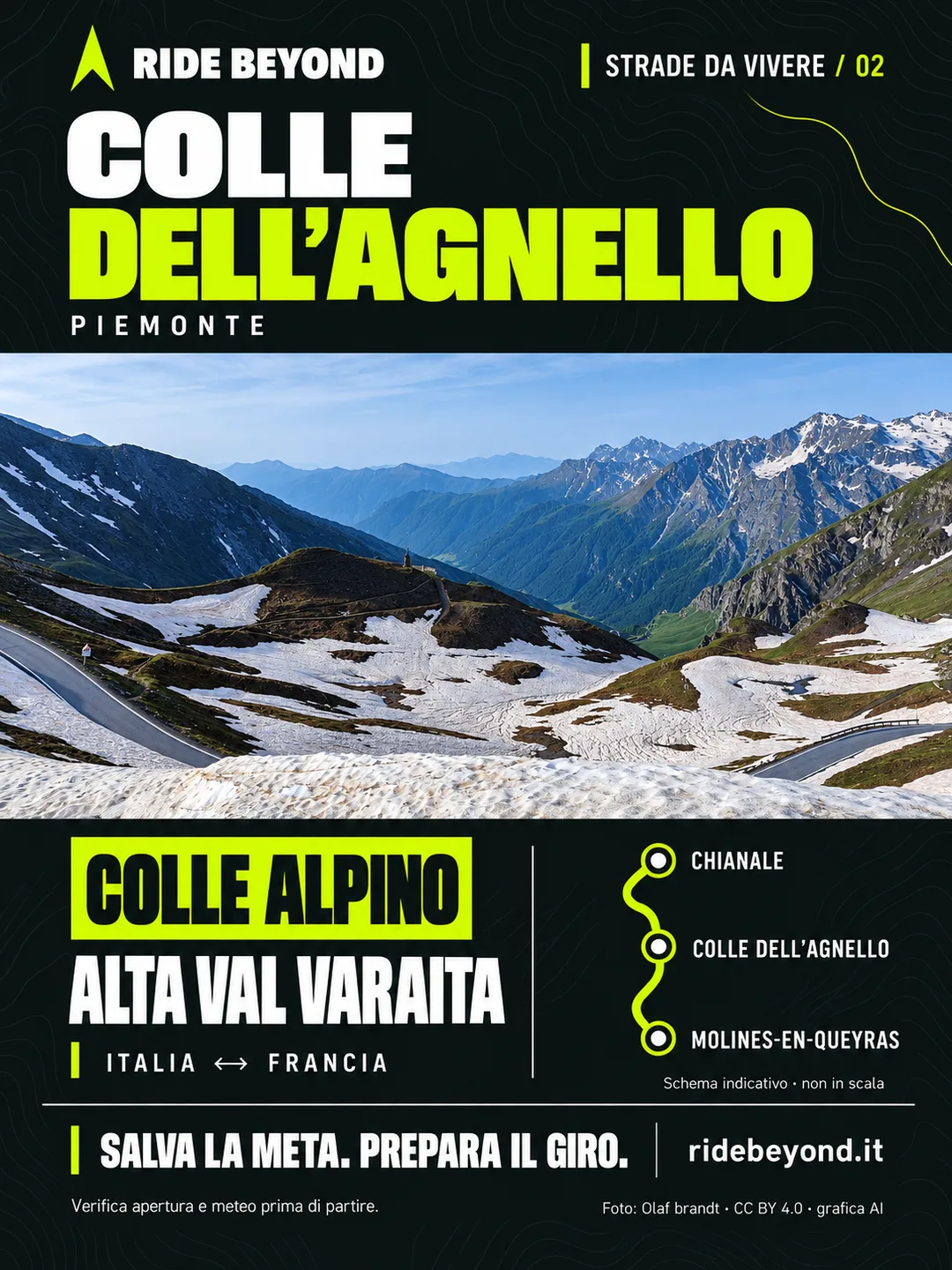 Grafica RIDE BEYOND · Colle dell’Agnello, Piemonte