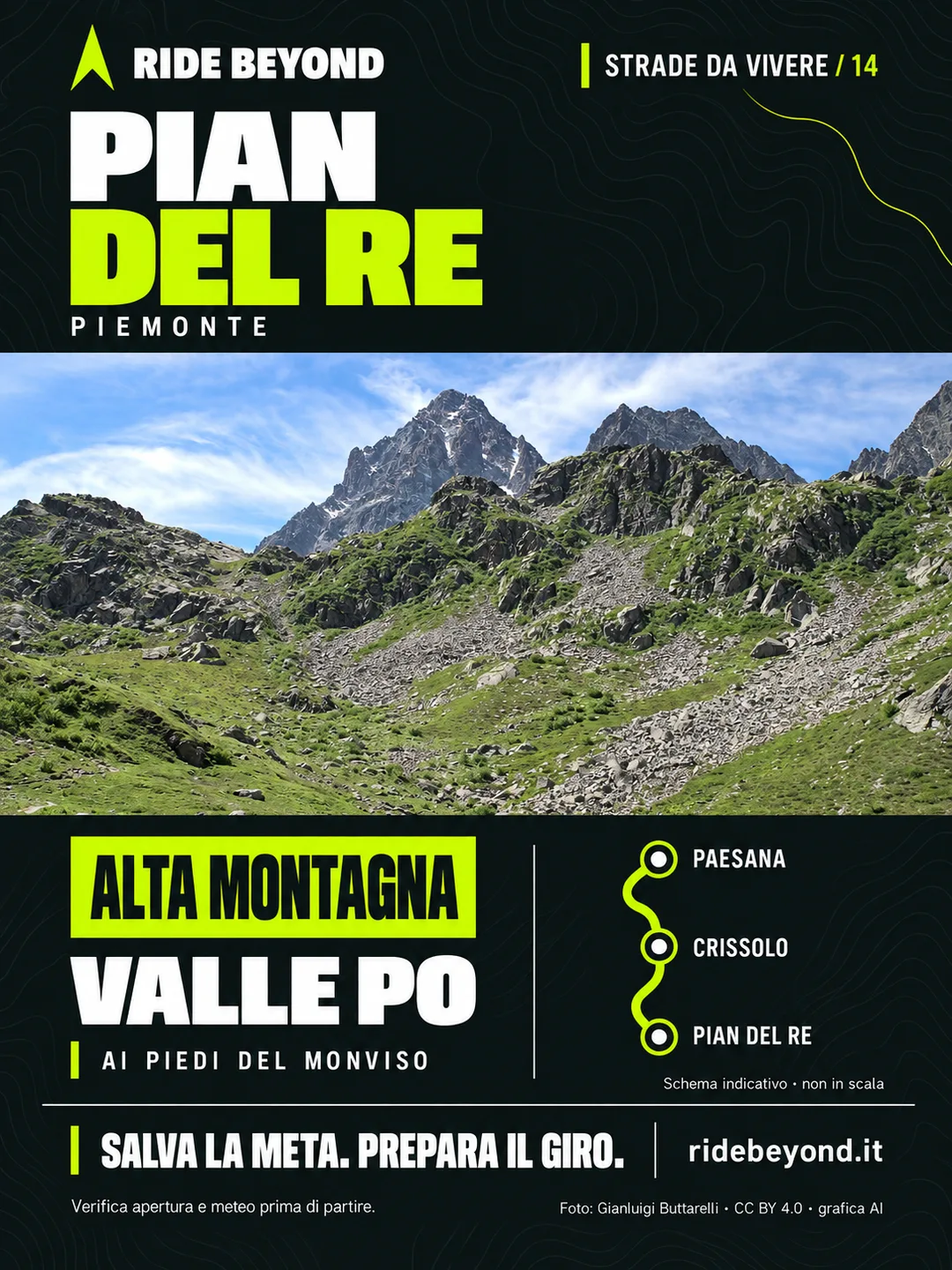Grafica RIDE BEYOND · Pian del Re, Piemonte
