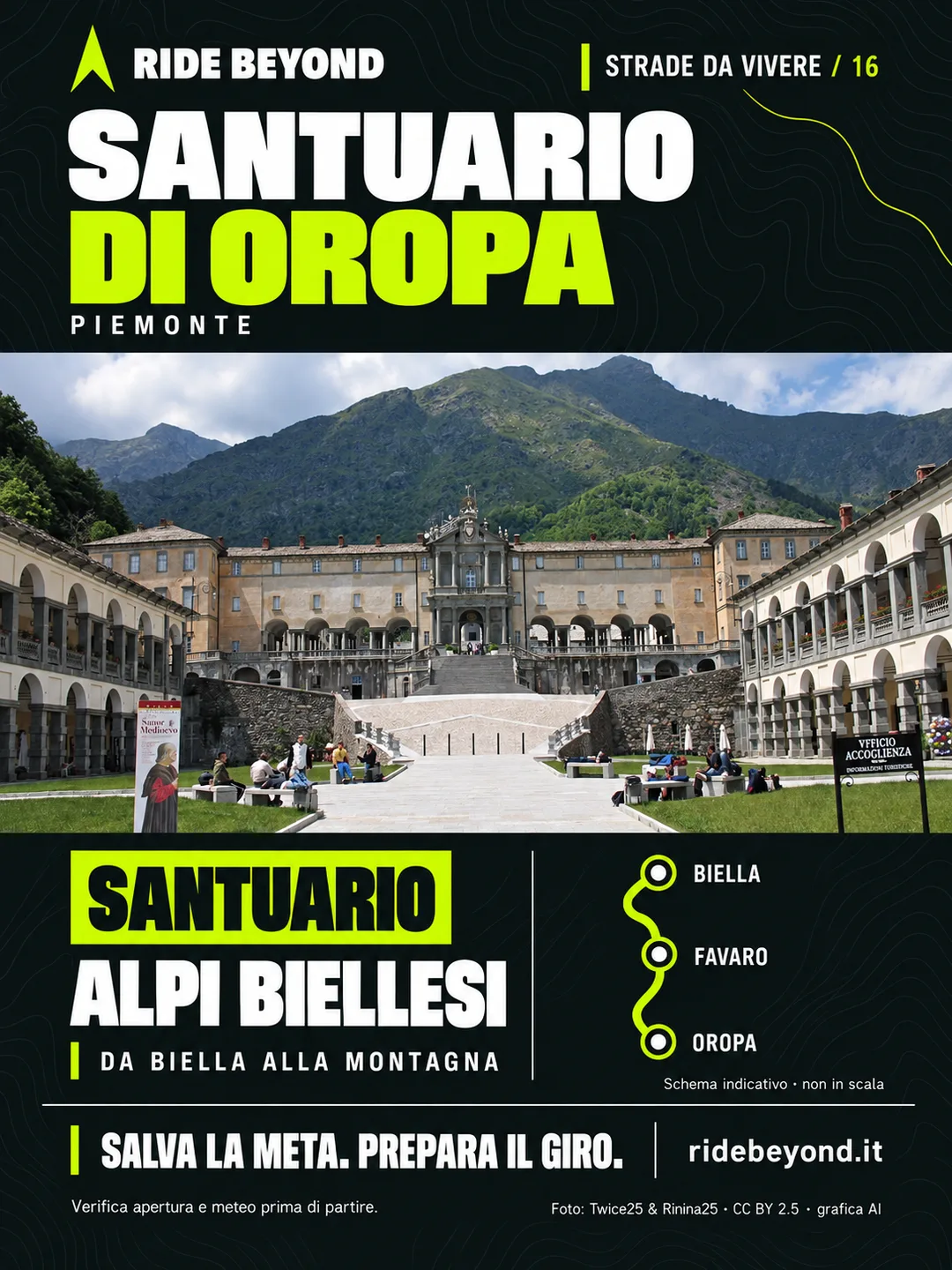 Grafica RIDE BEYOND · Santuario di Oropa, Piemonte