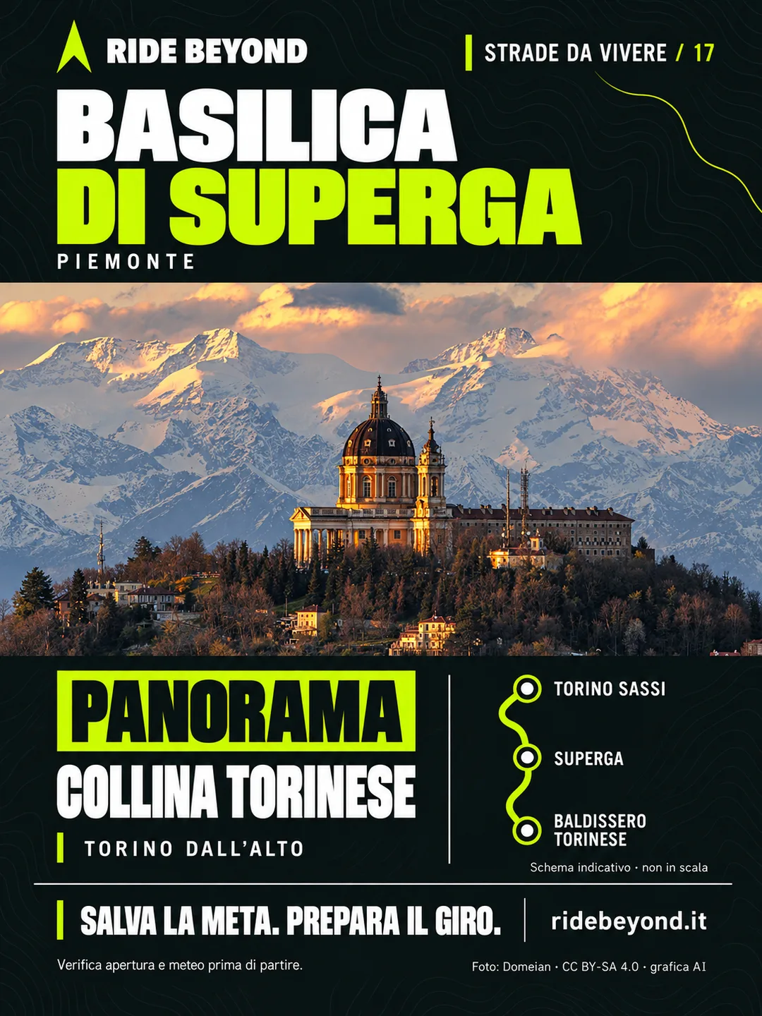 Grafica RIDE BEYOND · Basilica di Superga, Piemonte