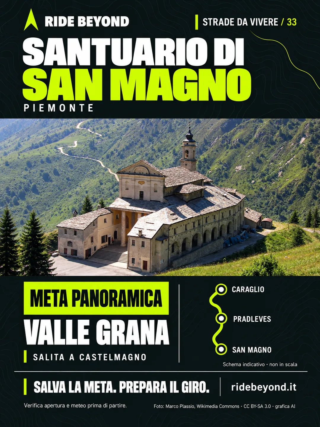 Grafica RIDE BEYOND · Santuario di San Magno, Piemonte