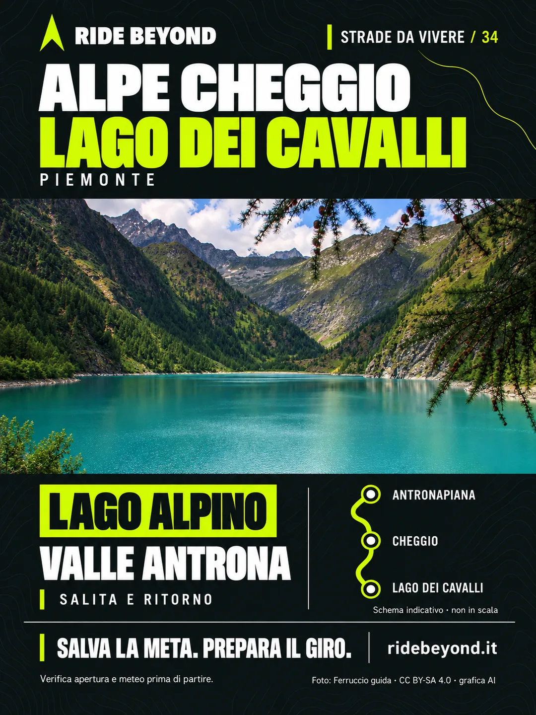Grafica RIDE BEYOND · Alpe Cheggio · Lago dei Cavalli, Piemonte