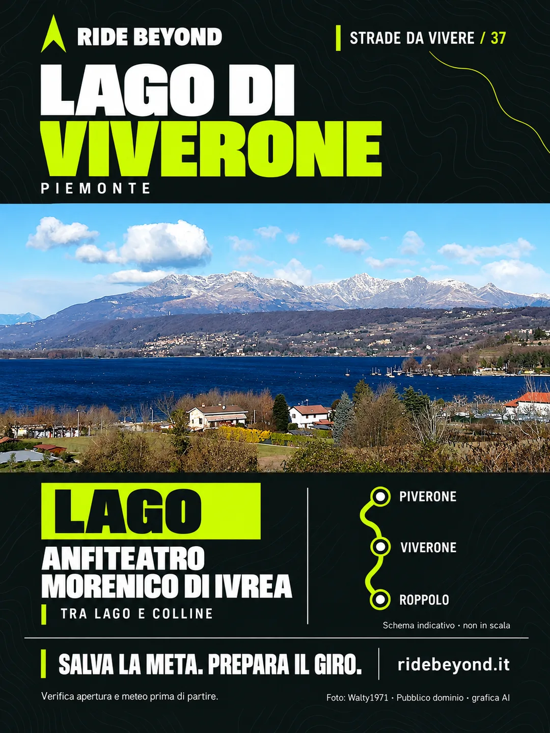 Grafica RIDE BEYOND · Lago di Viverone, Piemonte