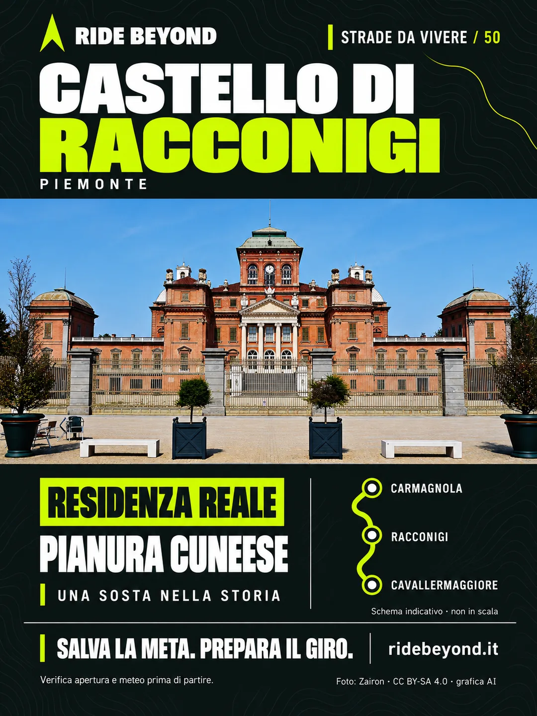 Grafica RIDE BEYOND · Castello di Racconigi, Piemonte