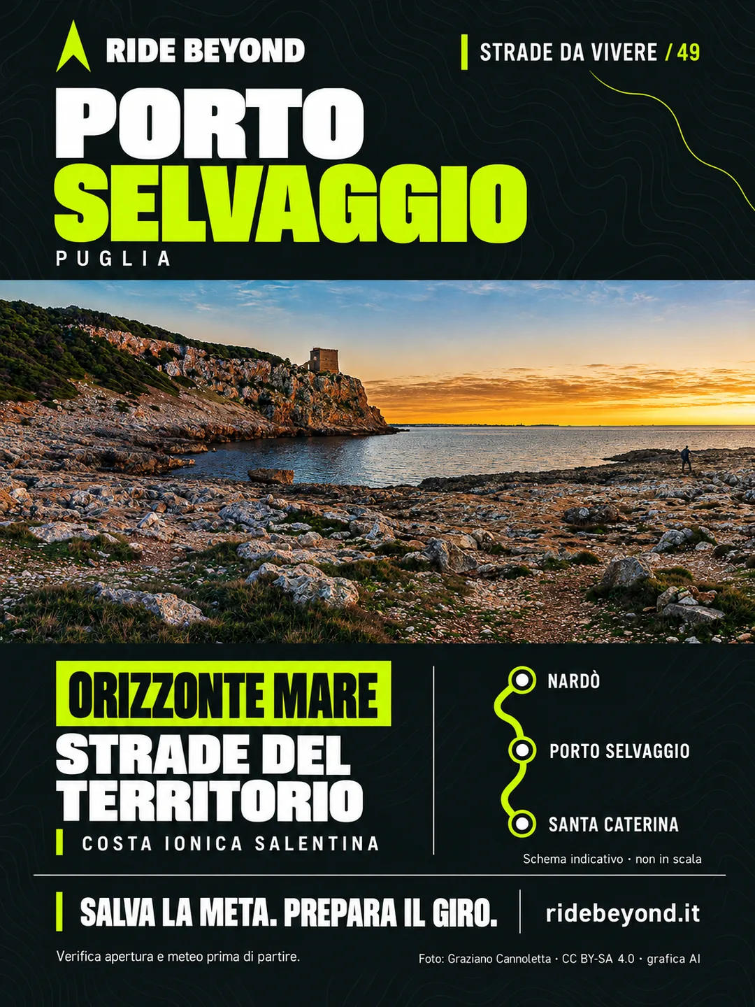Grafica RIDE BEYOND · Porto Selvaggio, Puglia