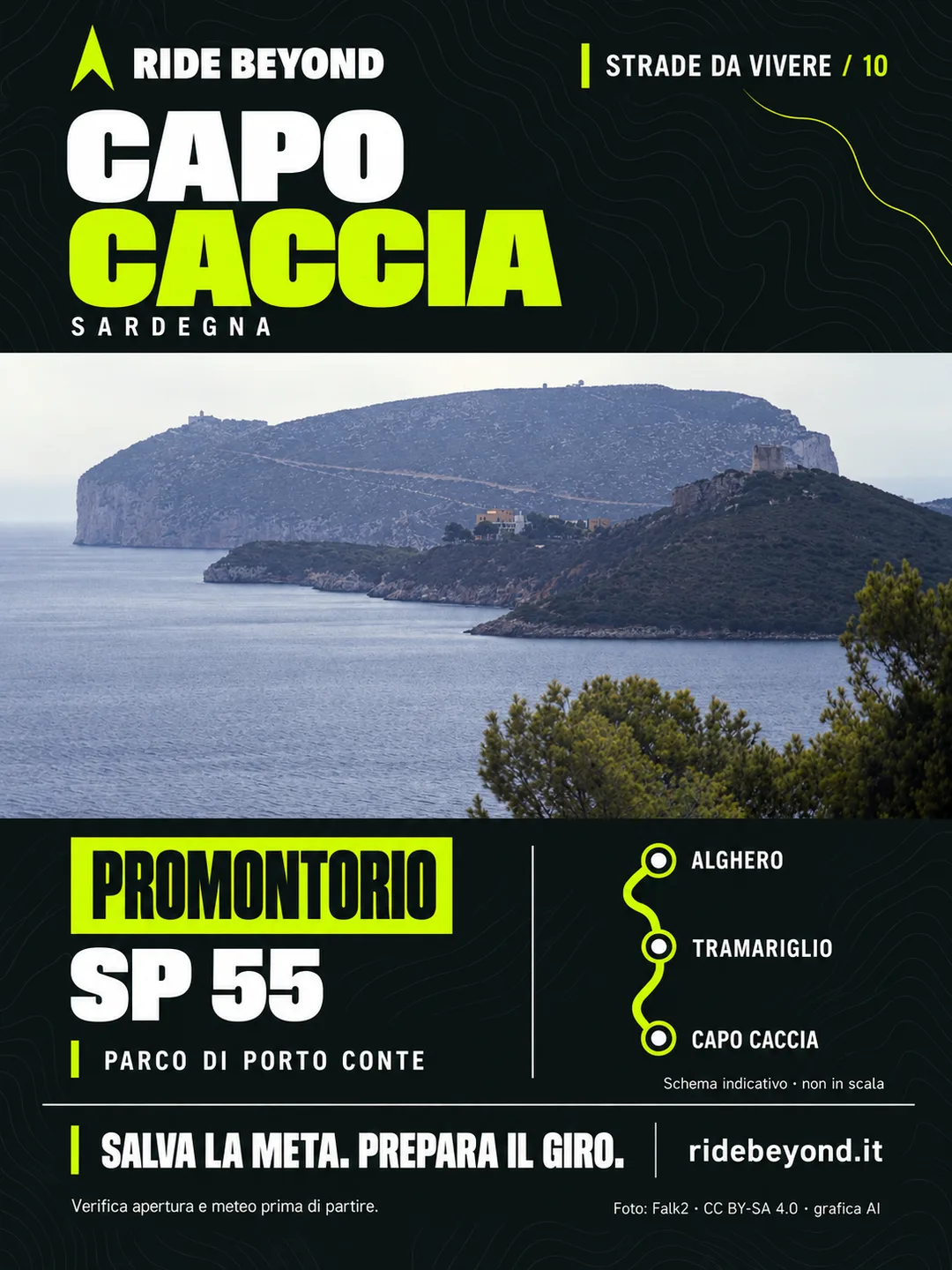 Grafica RIDE BEYOND · Capo Caccia, Sardegna