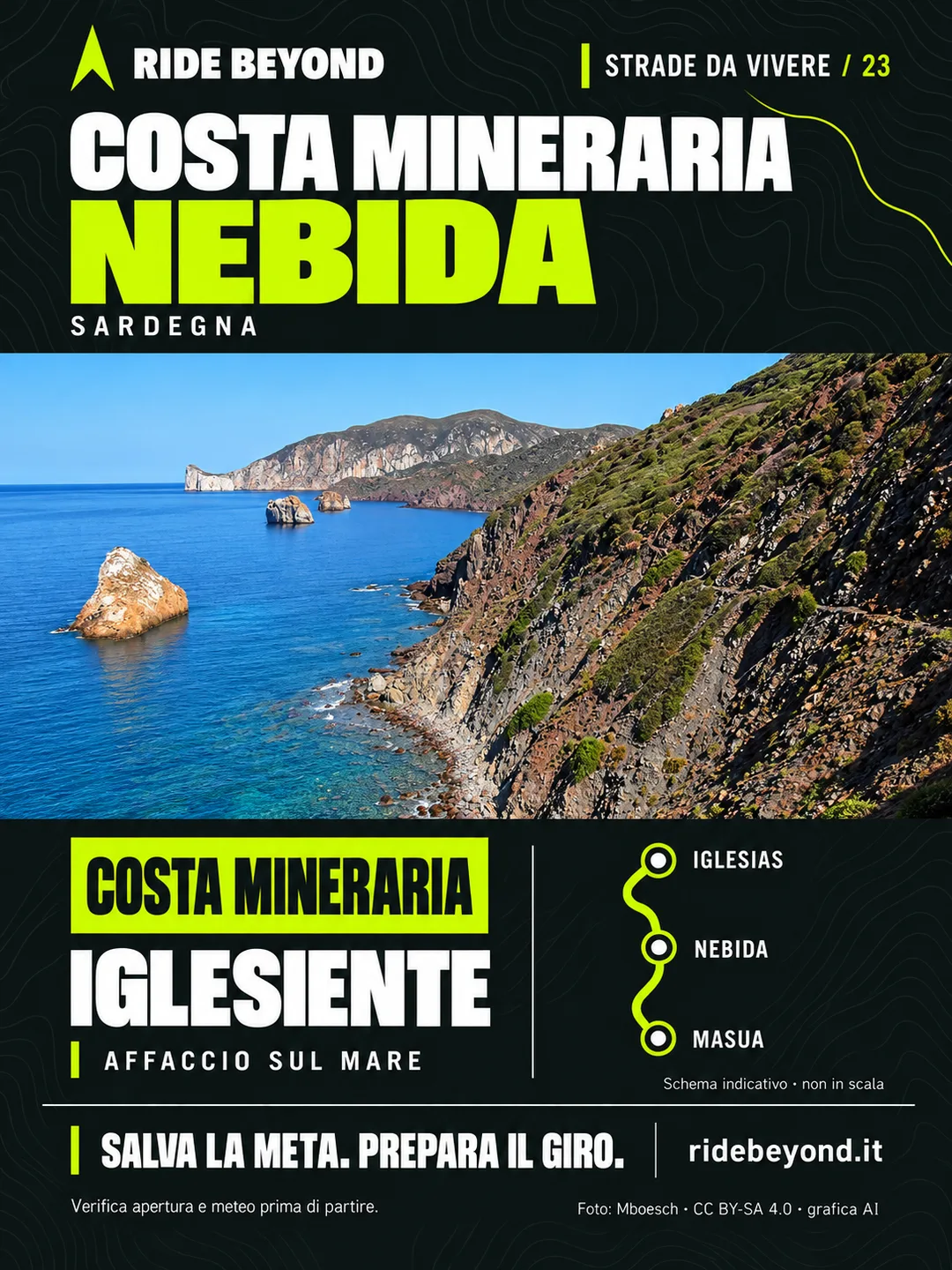 Grafica RIDE BEYOND · Nebida, Sardegna